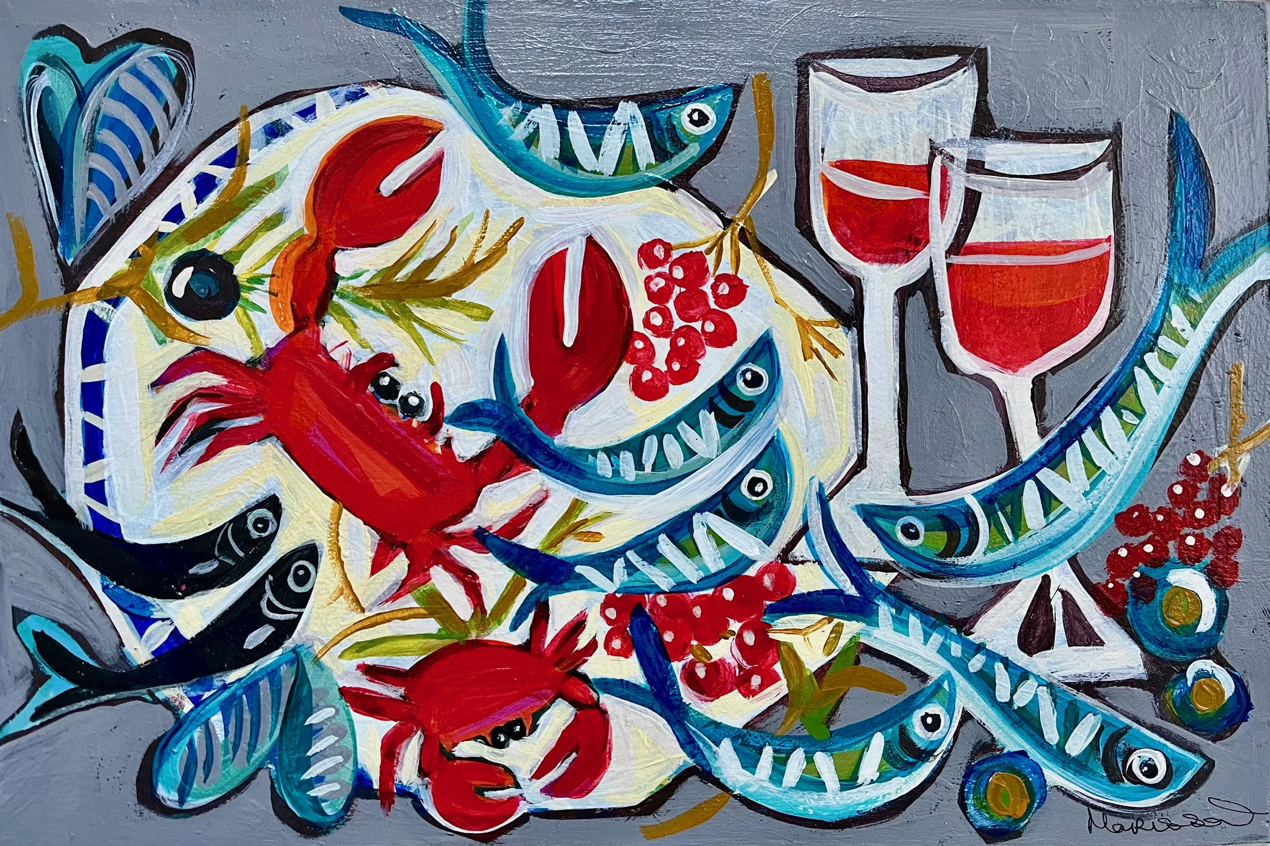 Marissa Weatherhead RCA, Seafood Platter and a Glass of Wine