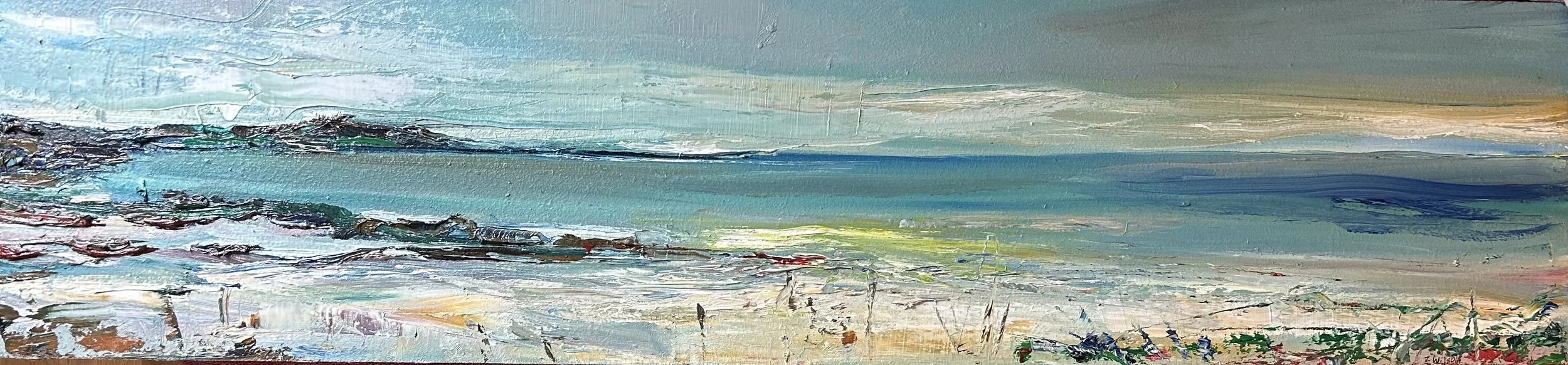 Zanna Wilson, Teatime on the Beach, oil on board, 24x97cm, £,1400.jpeg