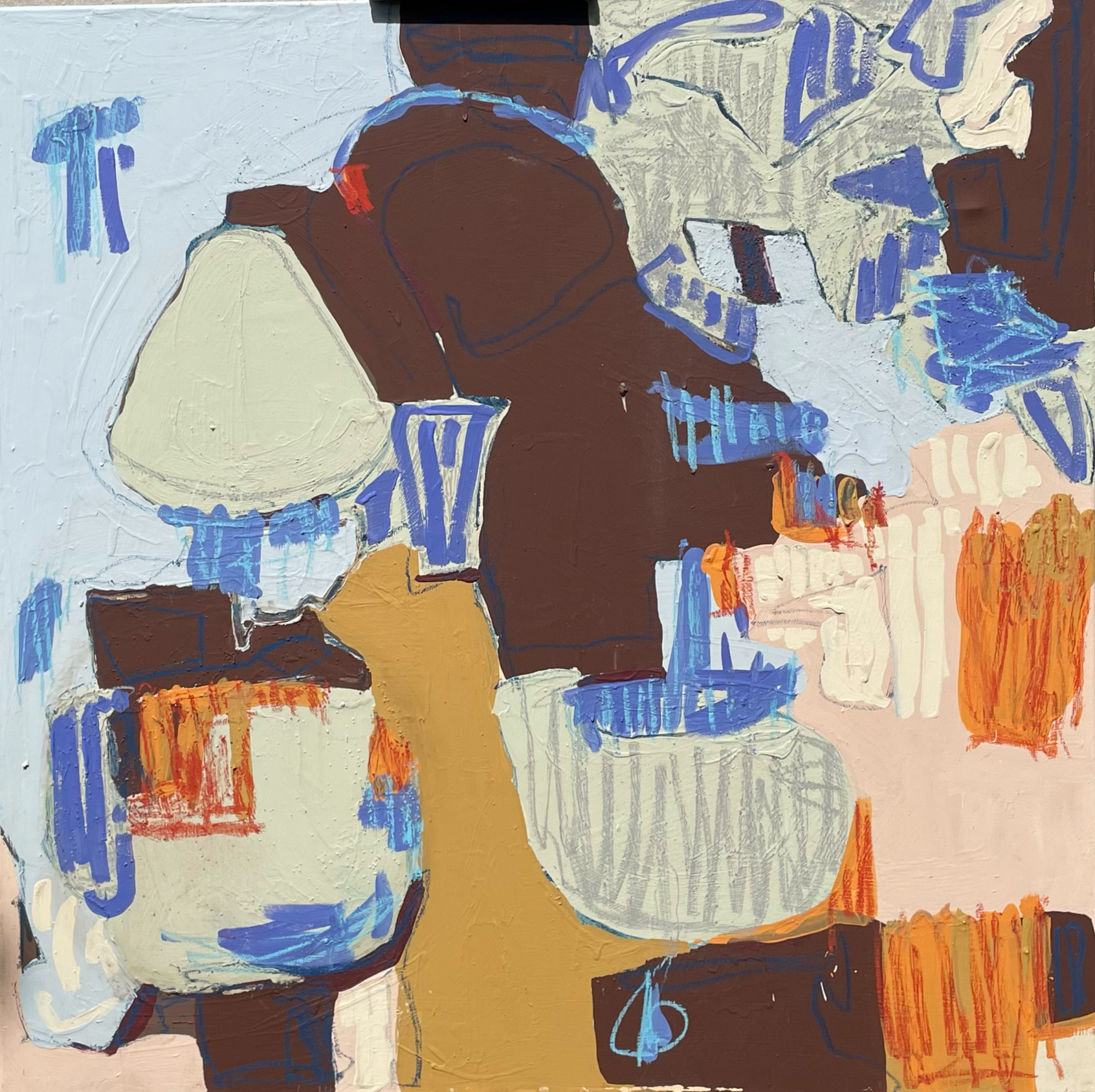 PASTA DOUBLES, RICE TRIPLES,
MIXED MEDIA ON CANVAS,
90cm x 90cm,
2025