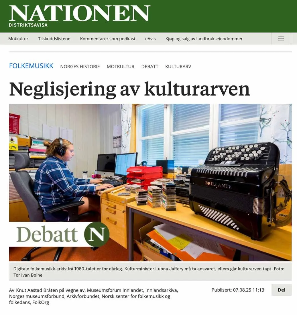 Nationen Distriktsavisa 07.08.2025: Neglisjering av kulturarven