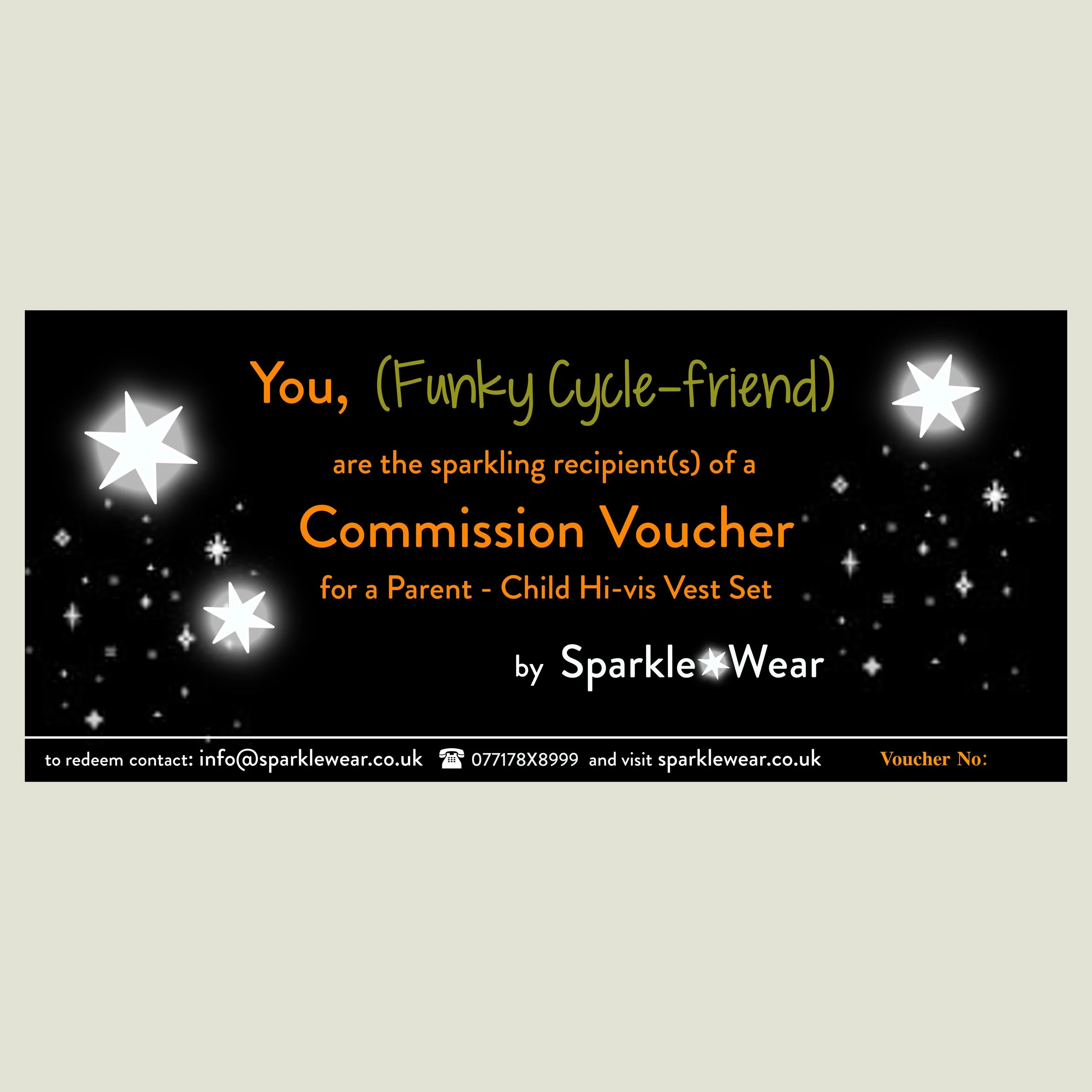 Voucher for custom made matching childandparent set of hivis vests