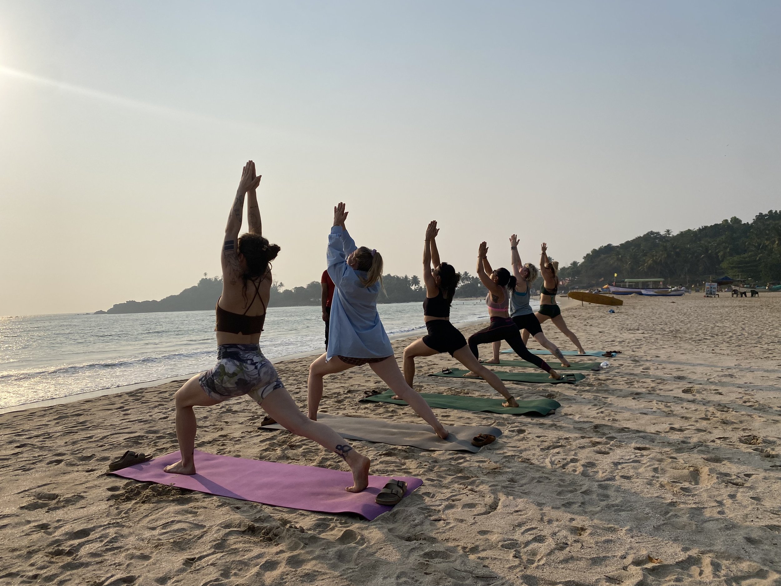 Beach morning yoga Patnem, Goa india
