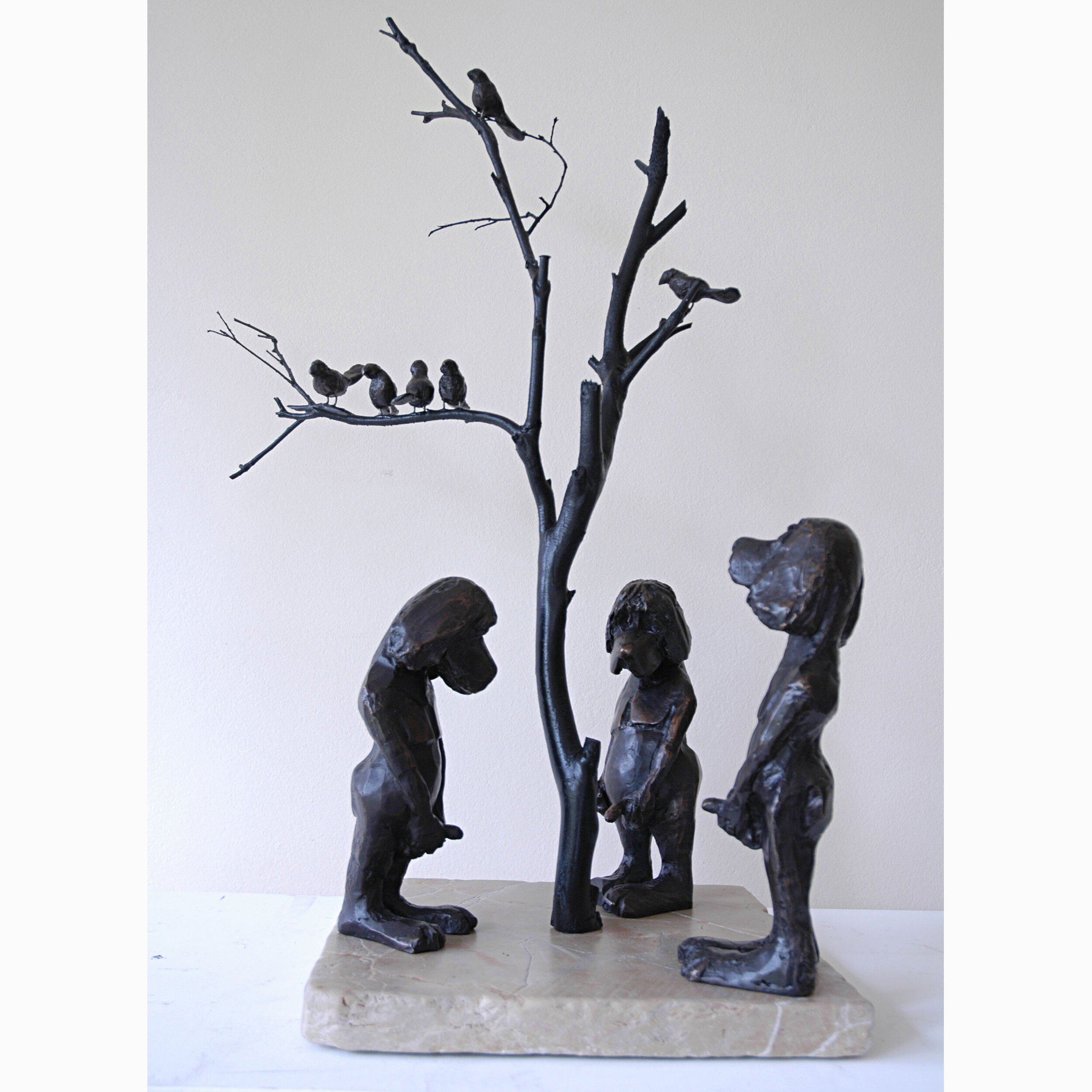 "Peeing Dogs" 2008
Bronze, Wood, Stone