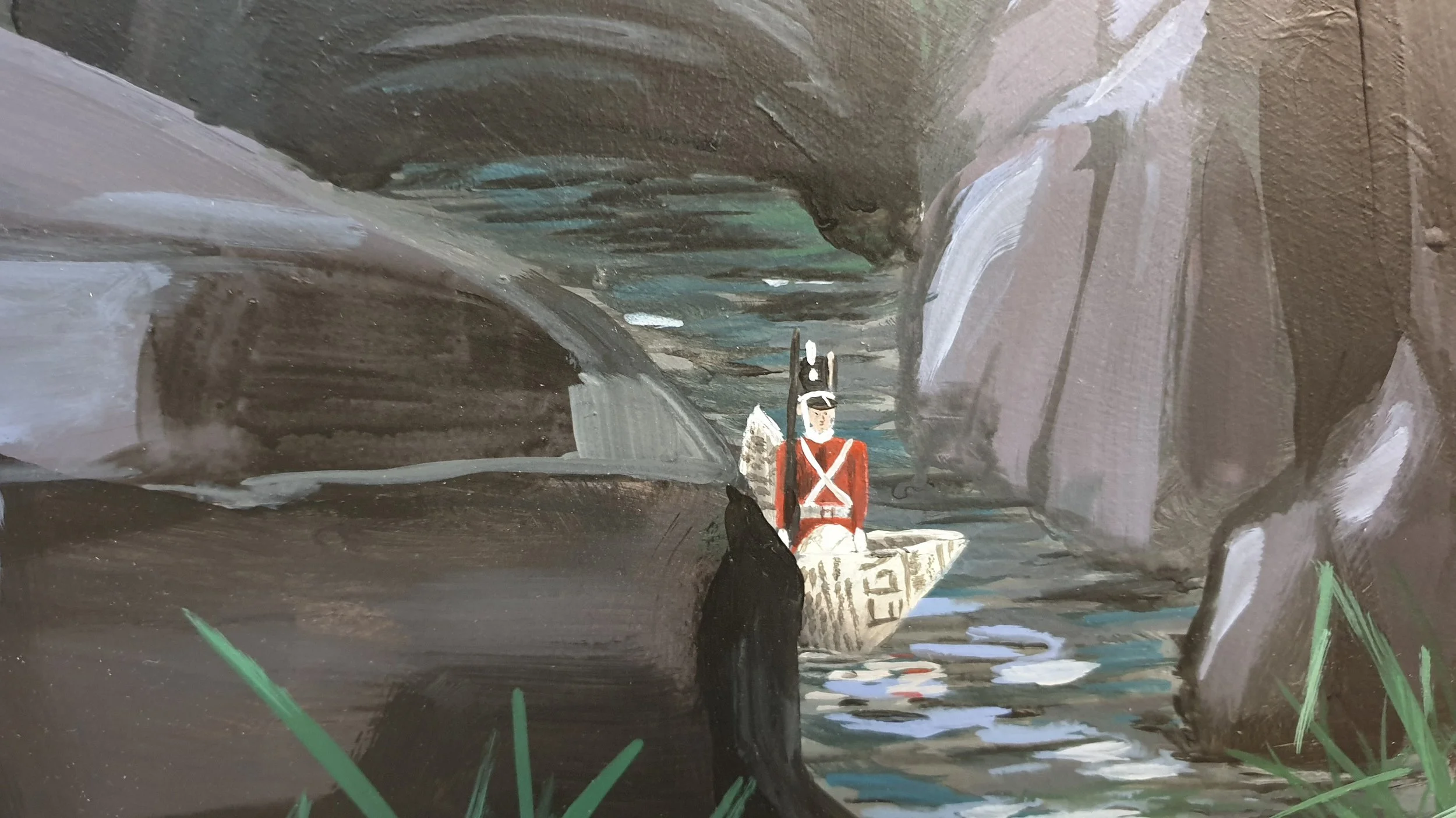 Artbymieke_illusion wall_detail_Tin Soldier in paper hat boat