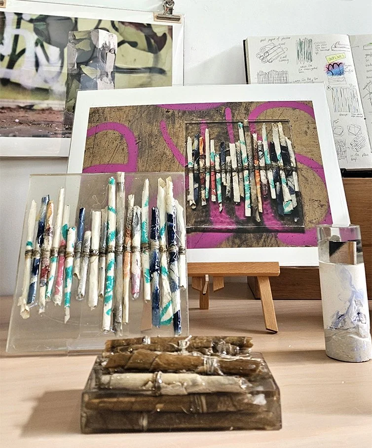 Wall Stories sculptural installation, found surfaces, urban remnants, pop up Artisan, Caloundra Regional Gallery