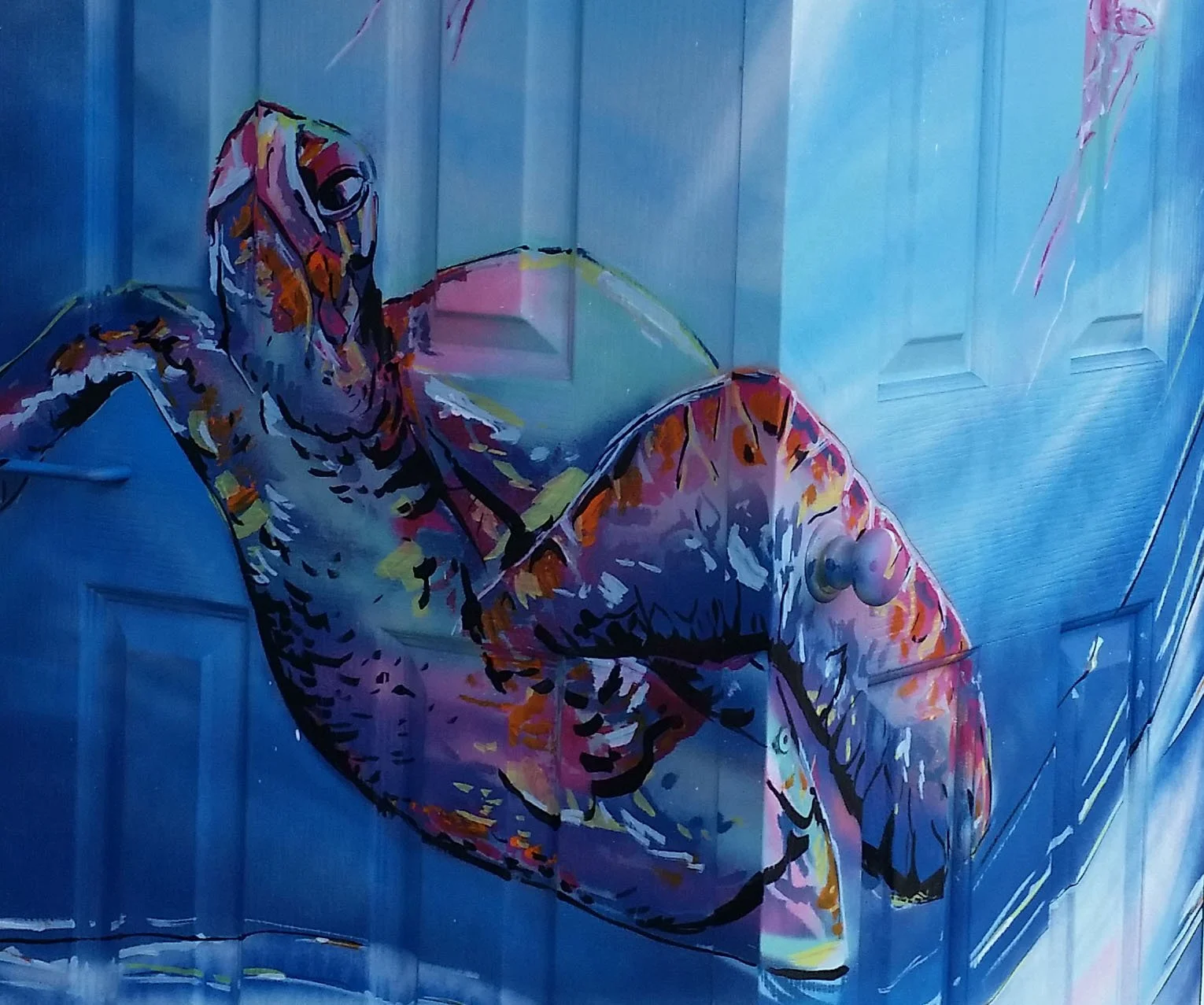 Turtle live painting Caloundra Fringe Festival