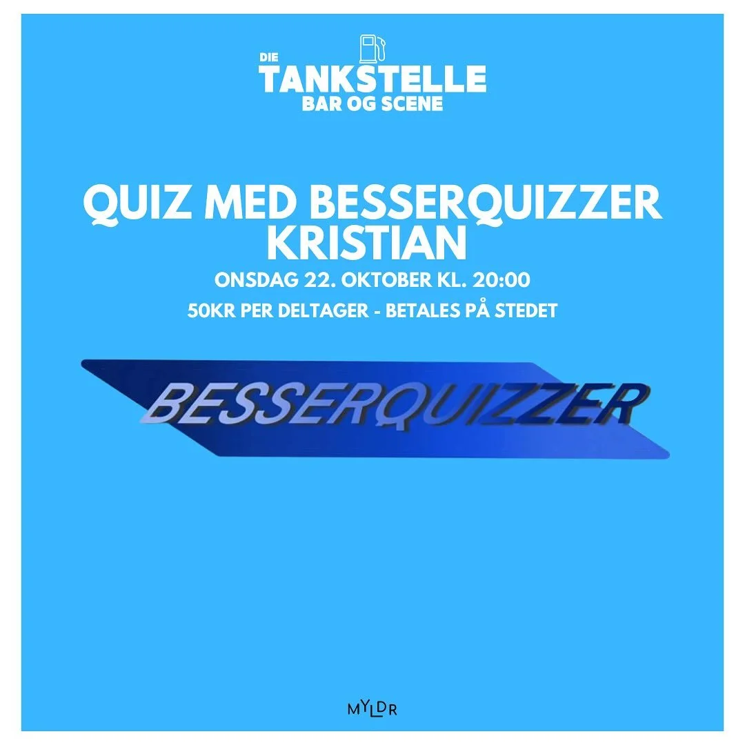 Bli med på quiz på Tankstelle på onsdag kl.20 ! Fine premier og topp stemning 🥳