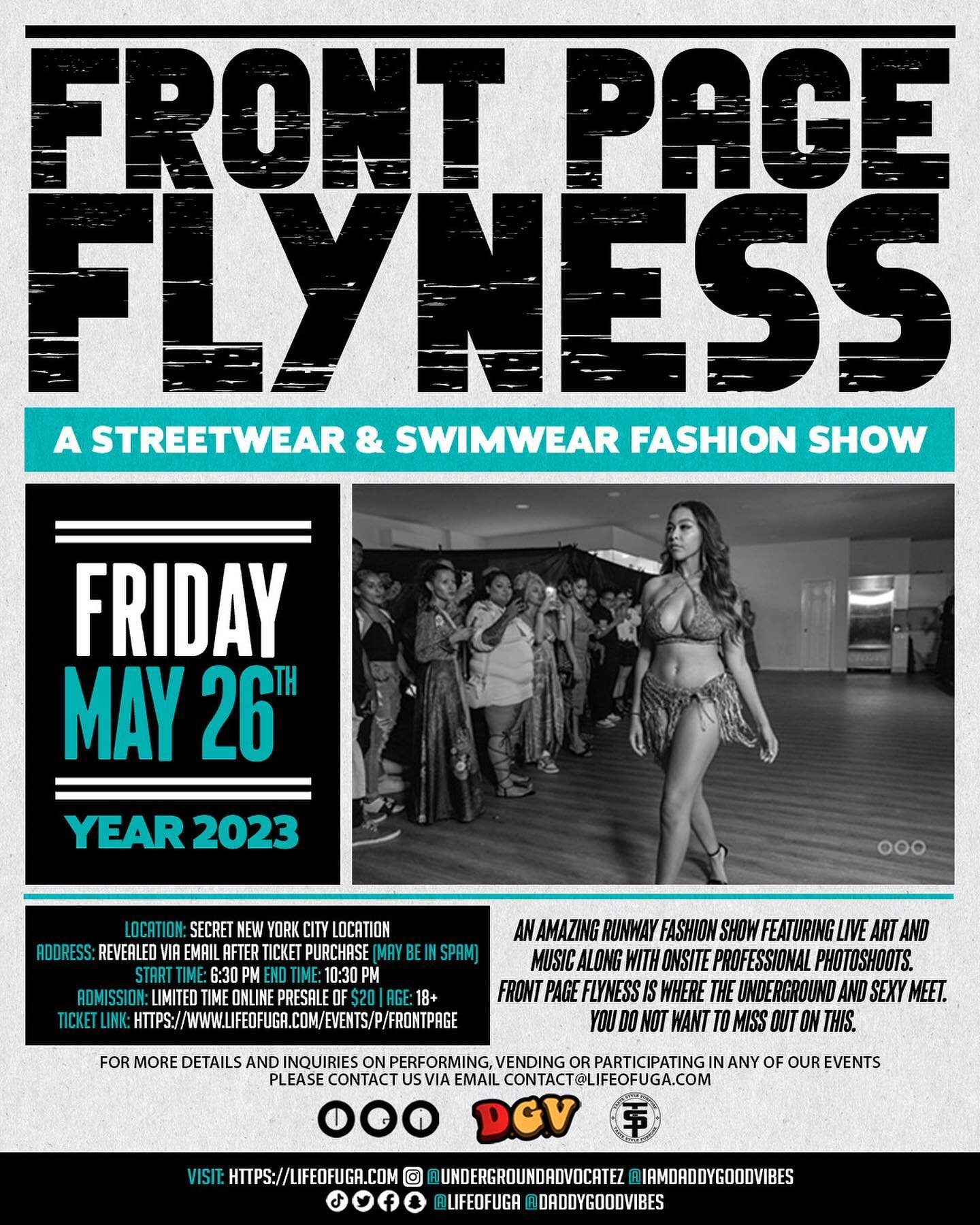 This memorial weekend join us for a fun runway fashion show live photoshoot content mixer event highlighting spring and summer lines of streetwear and swimwear brands. 

With an overall vibe dedicated to creativity and live entertainment with network