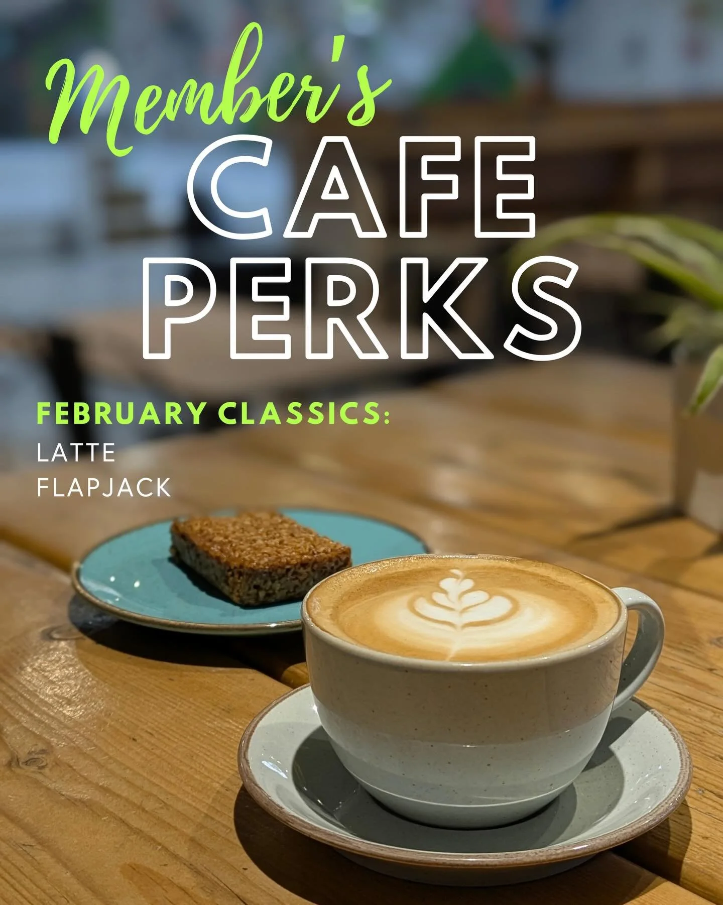 We are excited to announce a new monthly perk for our membership holders. Each month, we will highlight one of our favourite hot drinks and a cafe snack at a special discounted rate.

Members with an active membership can enjoy a special price on eac