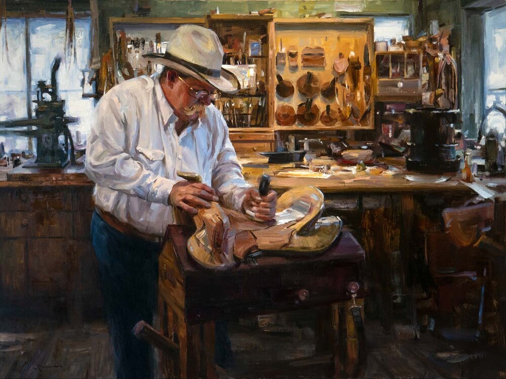 Saddle Maker | 36x48 inches | Oil | © Mitch Baird