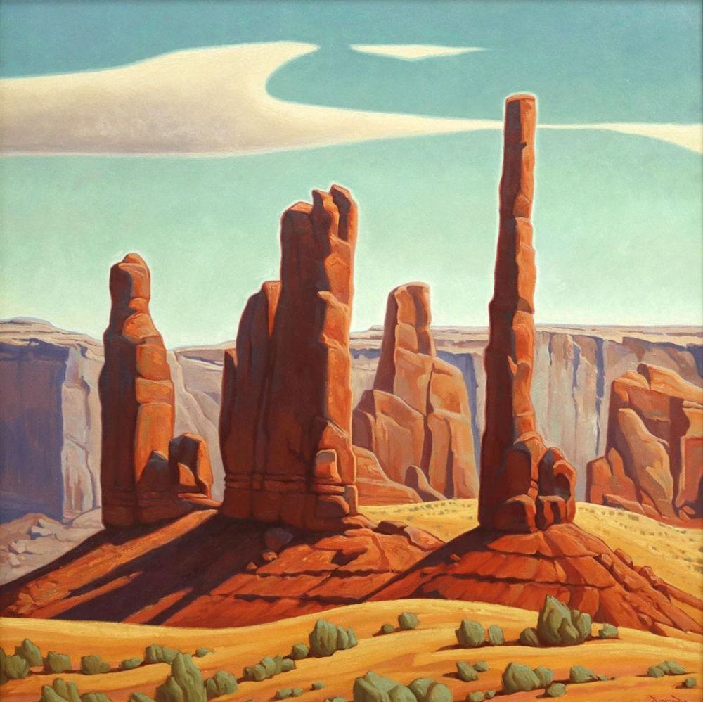 Stone Totems | 40x40 in | Oil | © Greg Newbold