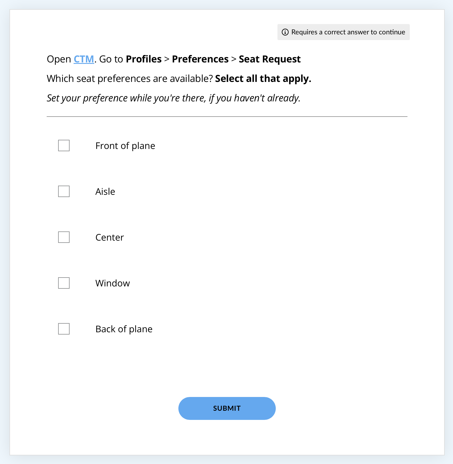Quiz question #3 (to get them in the platform)
