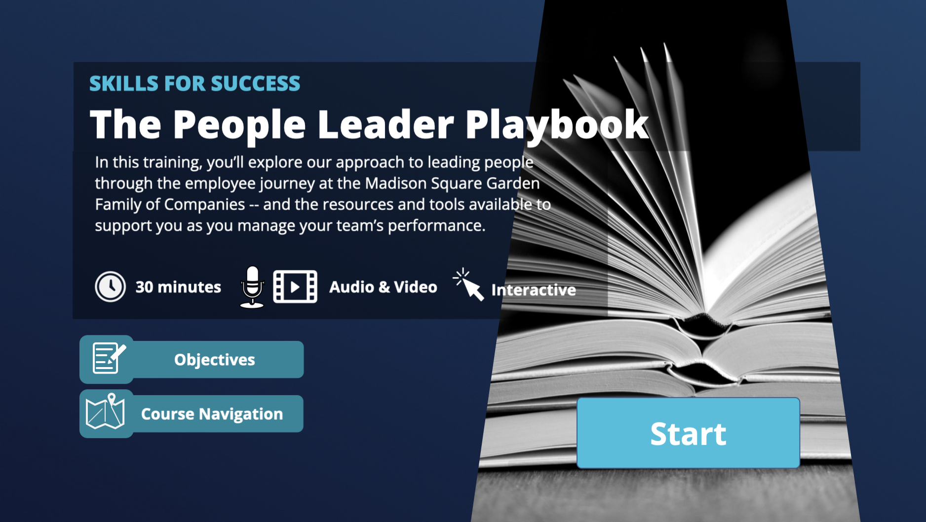 Course intro screen