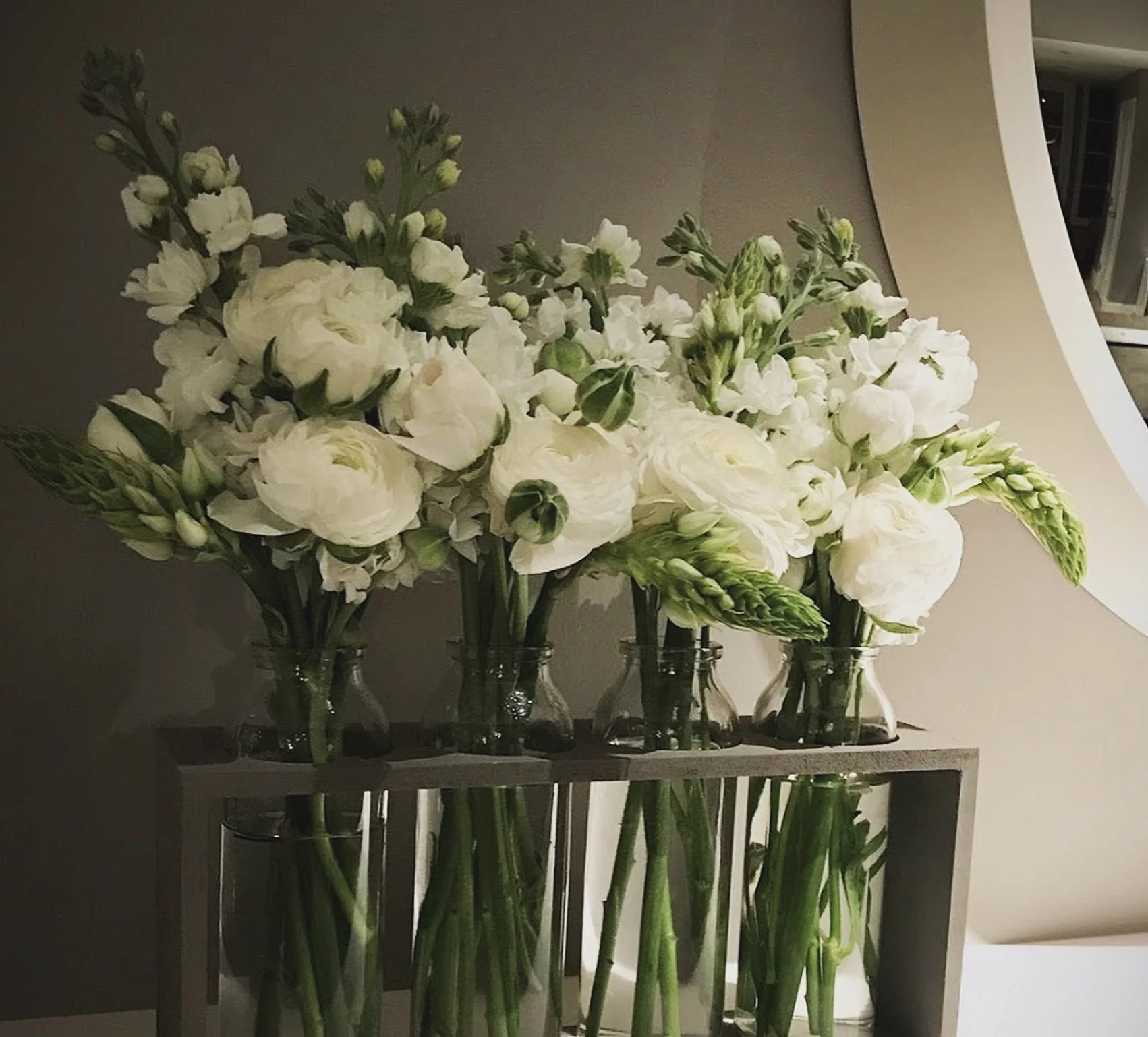 Star of Bethlehem, Lisianthus, Cloony Ranunculus, and Delphinium