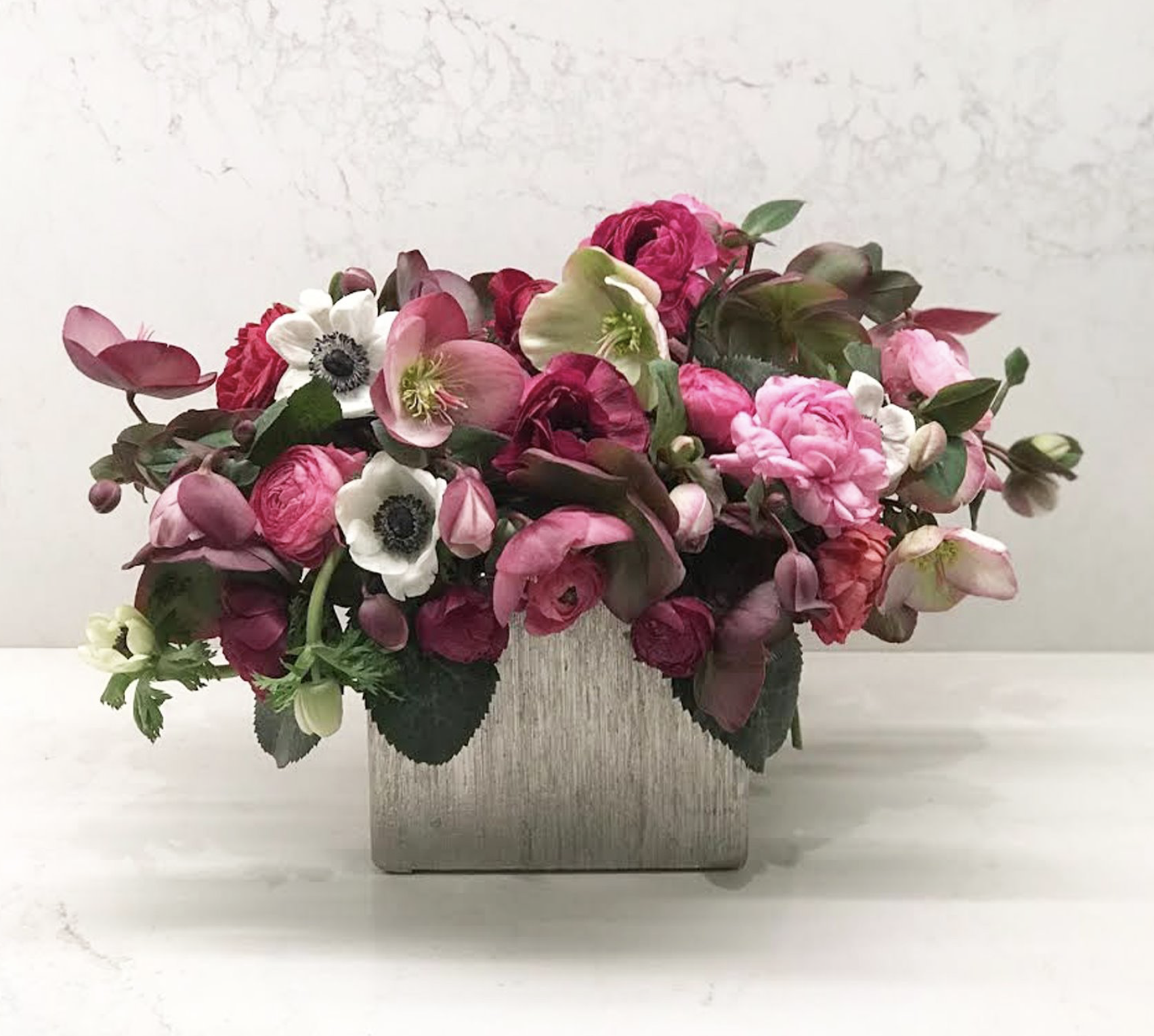 Anemone, Hellebores, Cloony Ranunculus, and Peony