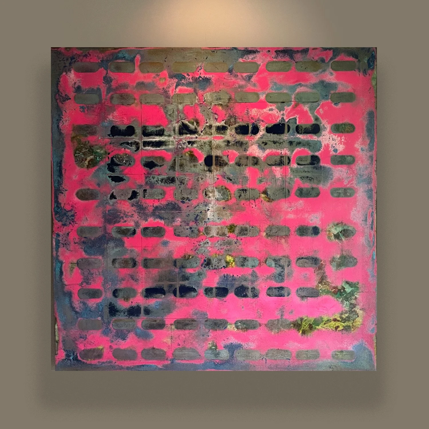 3 x 3 ft acrylic, ink, multimedia on wood