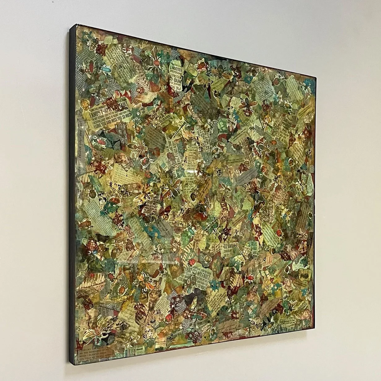 3.5 x 3.5 ft: mixed media on wood - resin coating