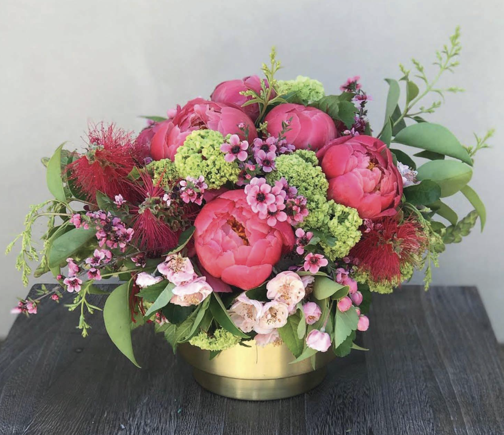 Wax Flower, Aster Solidago, Star of Bethlehem, Peony, Hydrangea, Pohutukawa Blooms, and Azalea