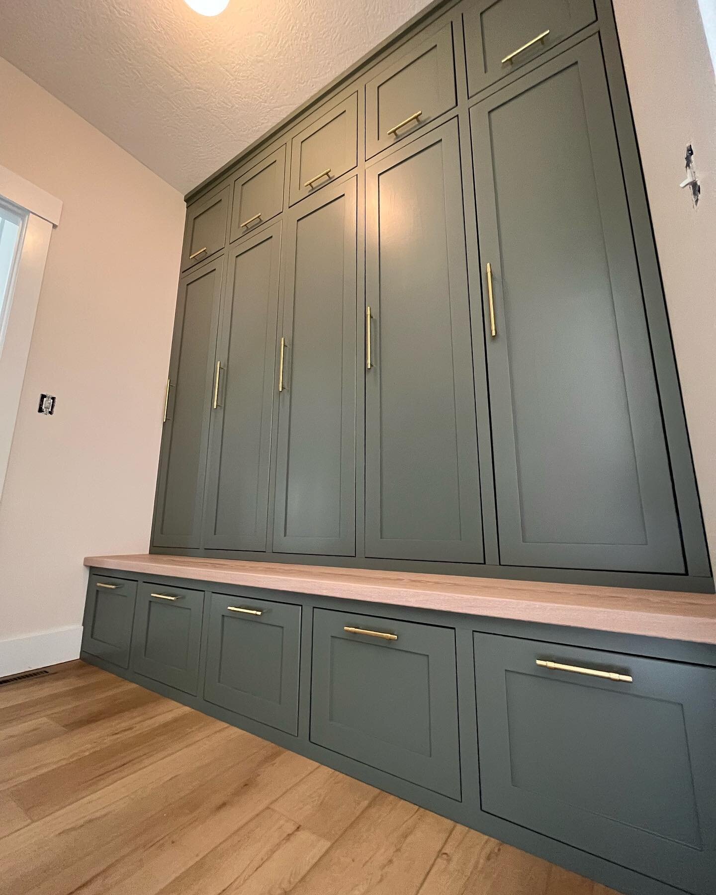 Swipe to see the design rendering. Did I match it? 
Floor to ceiling #mudroom lockers. White oak bench, lots of storage. I&rsquo;m always honored to be able to help make a space more beautiful and and more functional. 
#interiordesign #design #handma