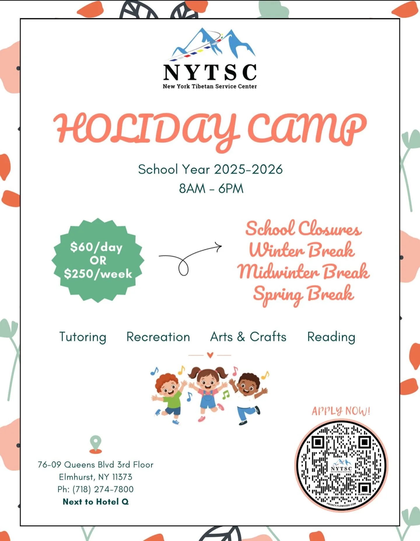 Do you need camp for your children on school breaks? 
Check out our Holiday Camps! Check the link on our Bio :)
#tibetan #tibetanservice center #tibetancenter #communitycenter #himalayan #nyc #queensnyc #queens #socialservice #communityservice #tibet