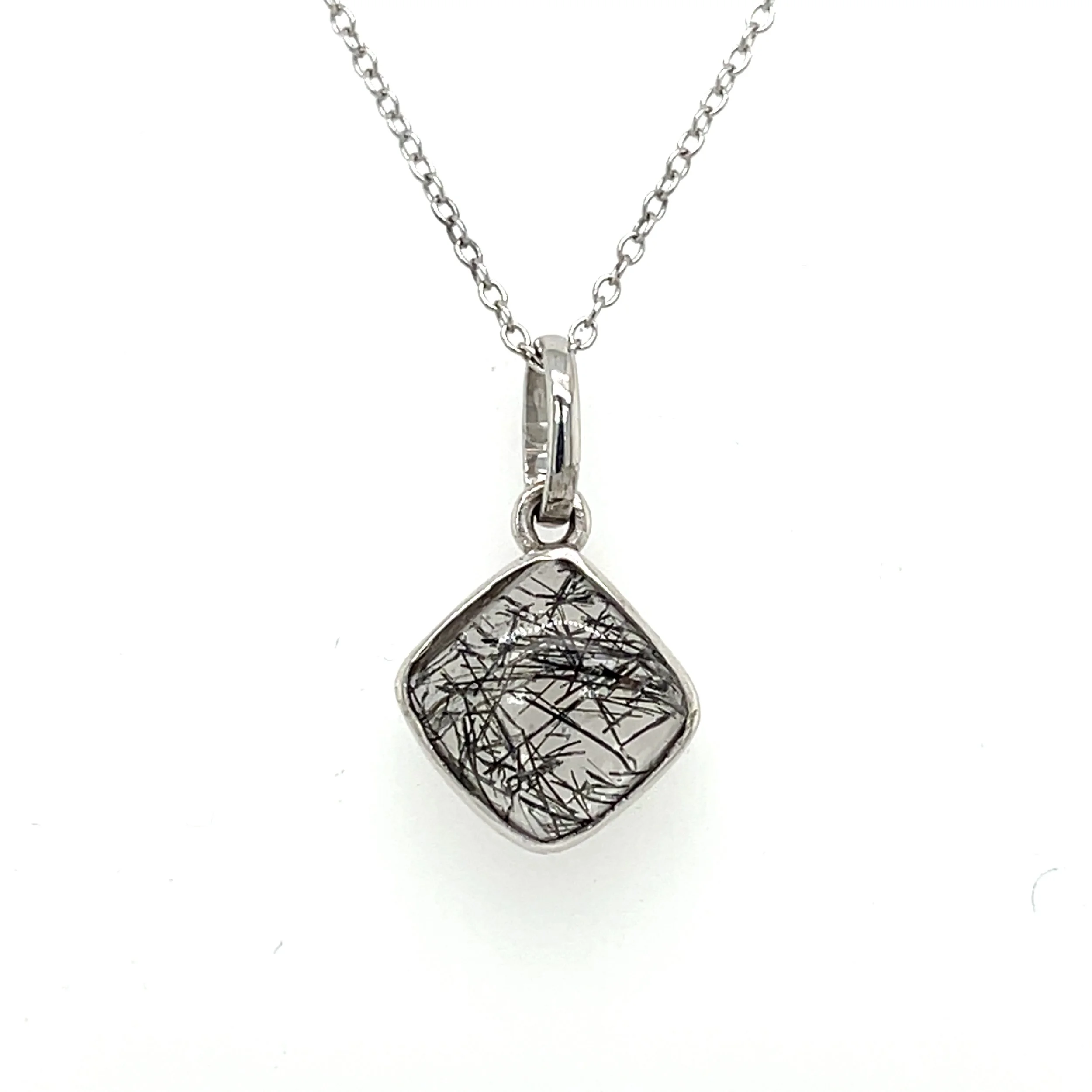 Tourmalinated Quartz Pendant in Sterling Silver