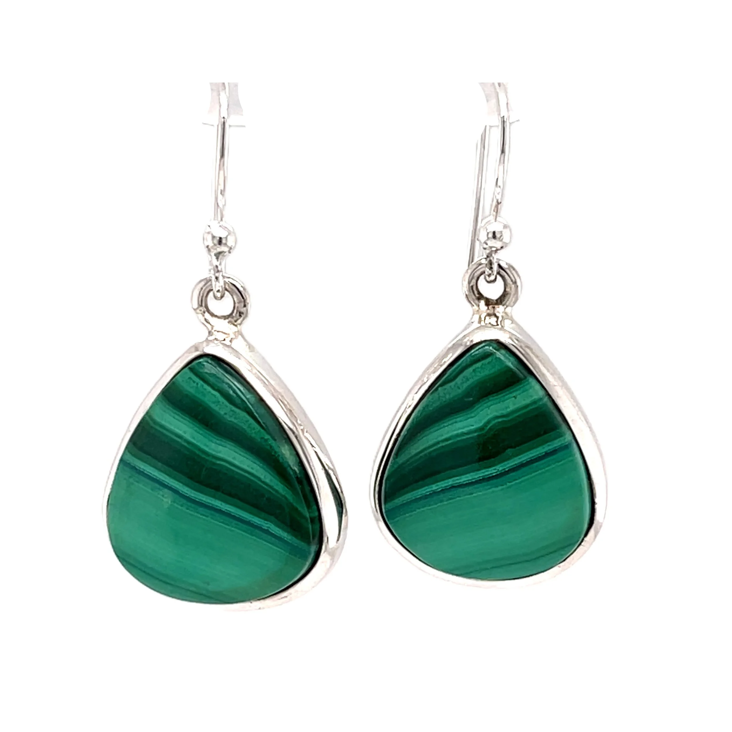 Malachite Drop Earrings in Sterling Silver