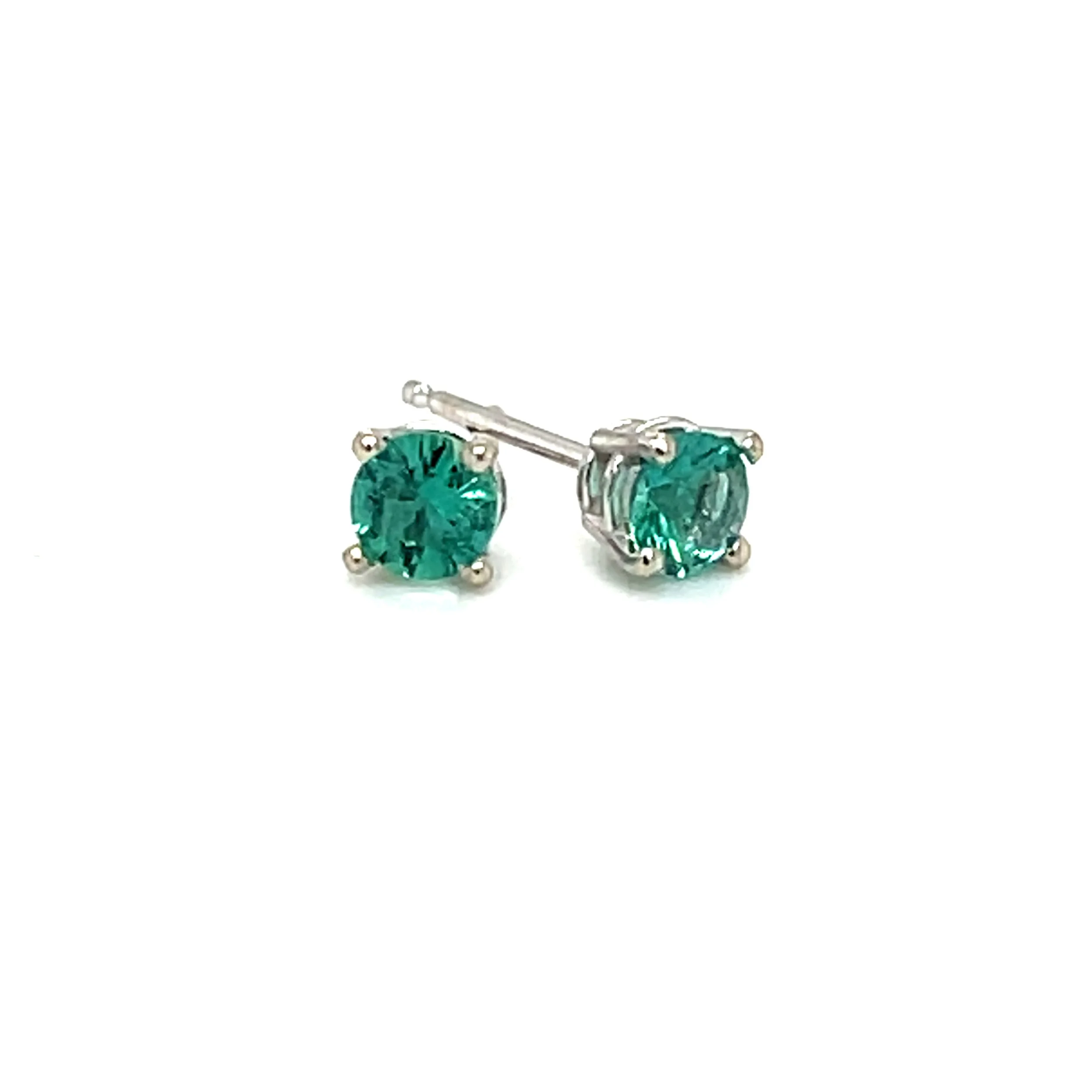 0.40 ct Emerald Stud Earrings in 14KW