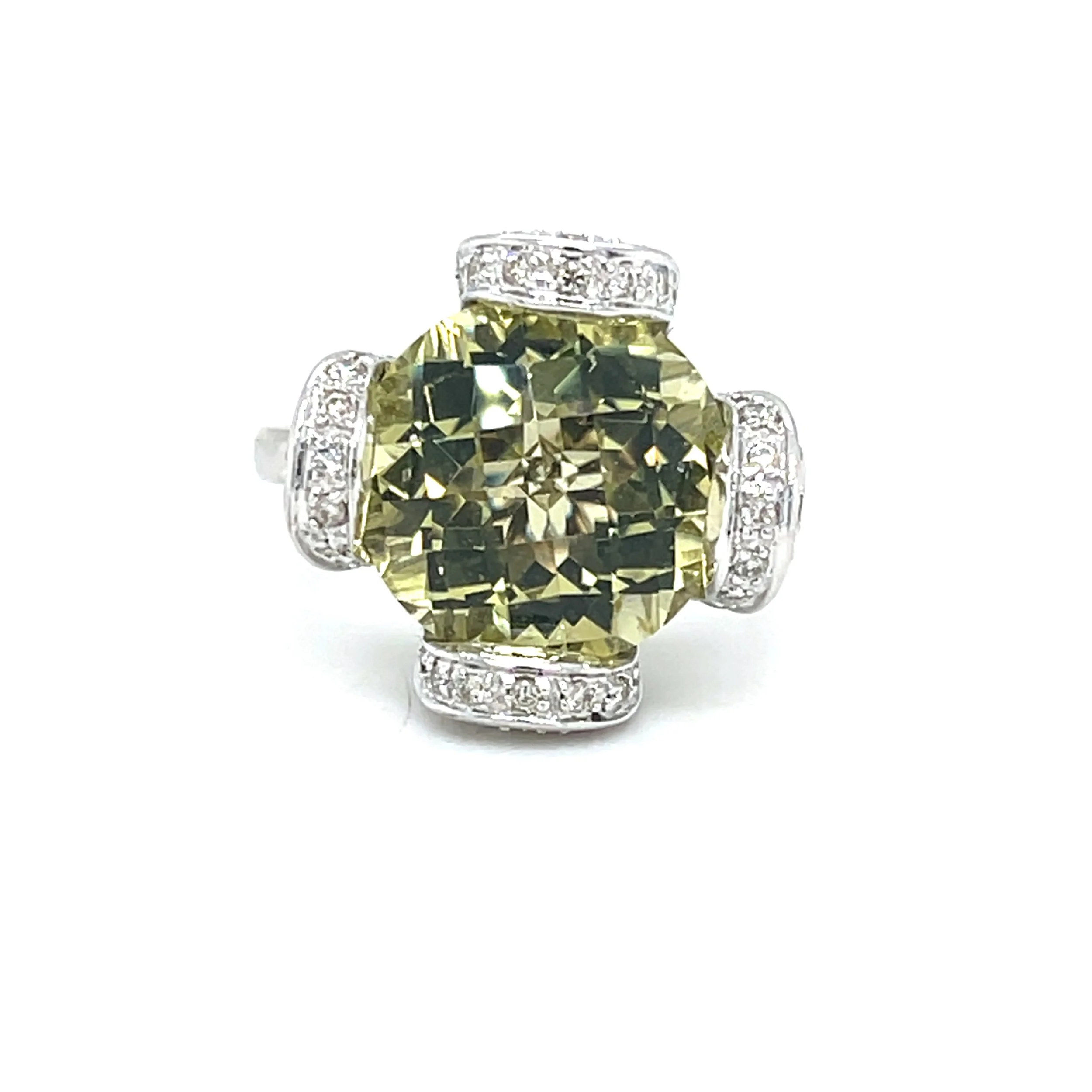 8.50 ct Lemon Citrine & 0.65 cts Diamond Ring