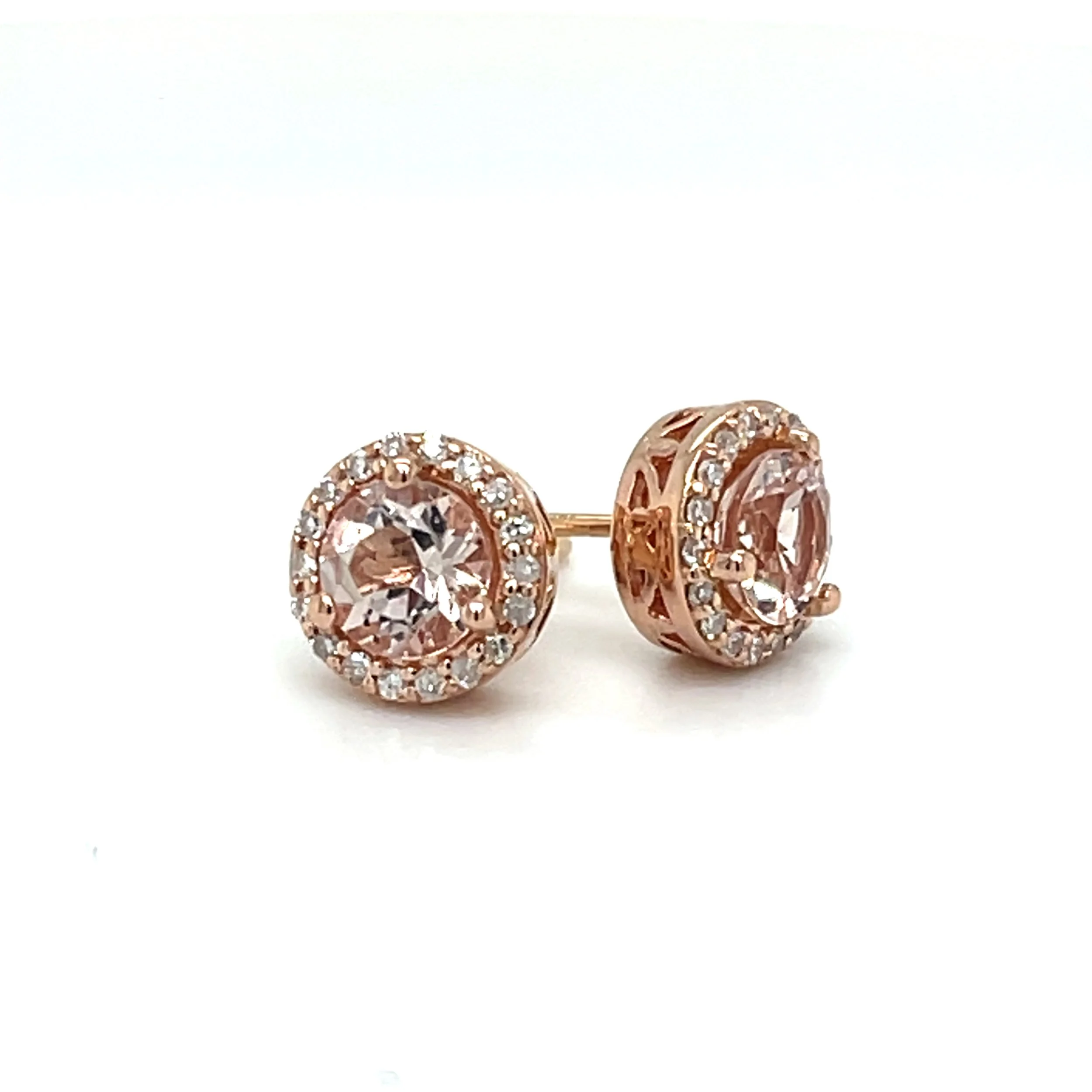 0.57 ct Morganite & 0.16 ct Diamond Earrings in 14K Rose Gold
