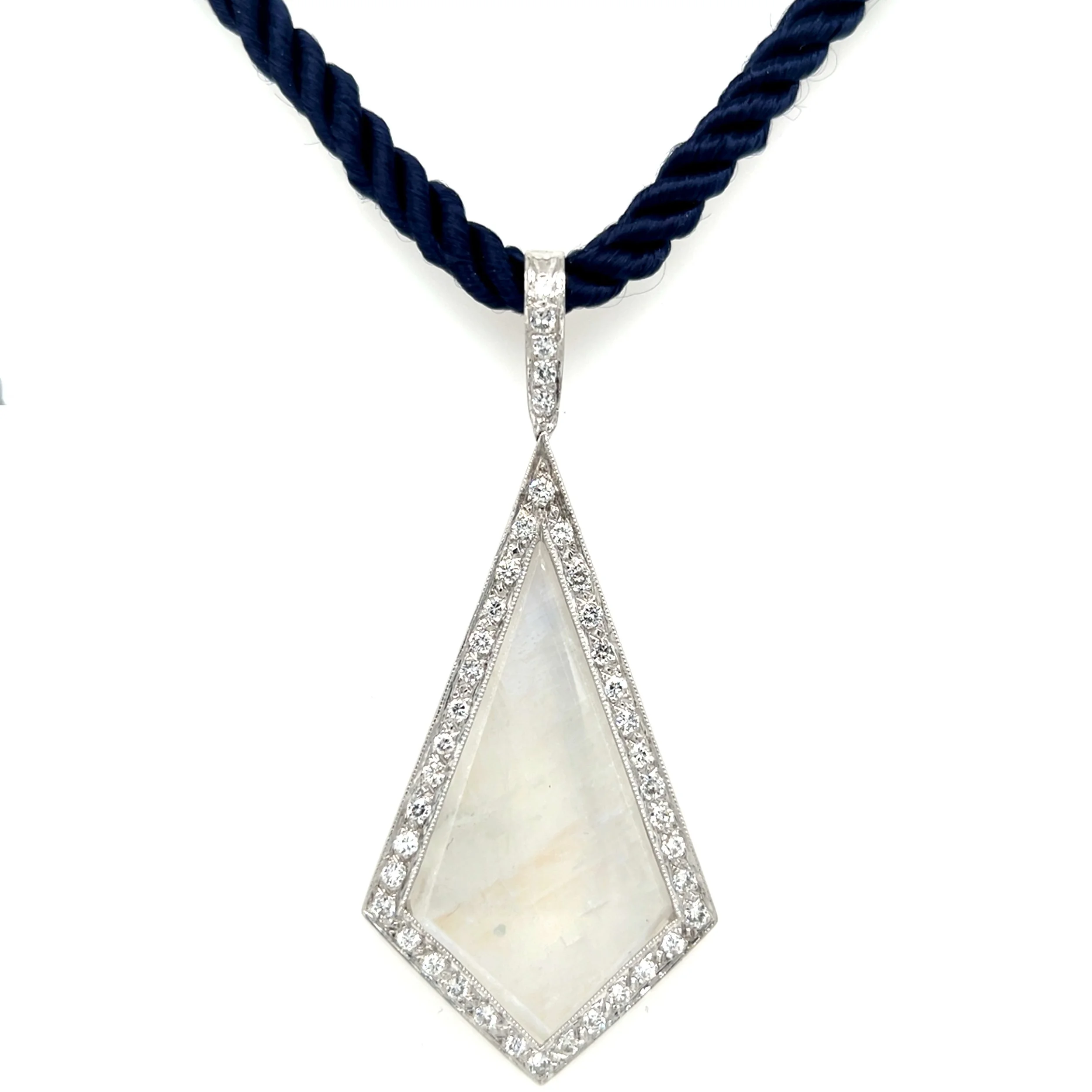 Moonstone & 1.26 ct Diamond Pendant in 14K White Gold