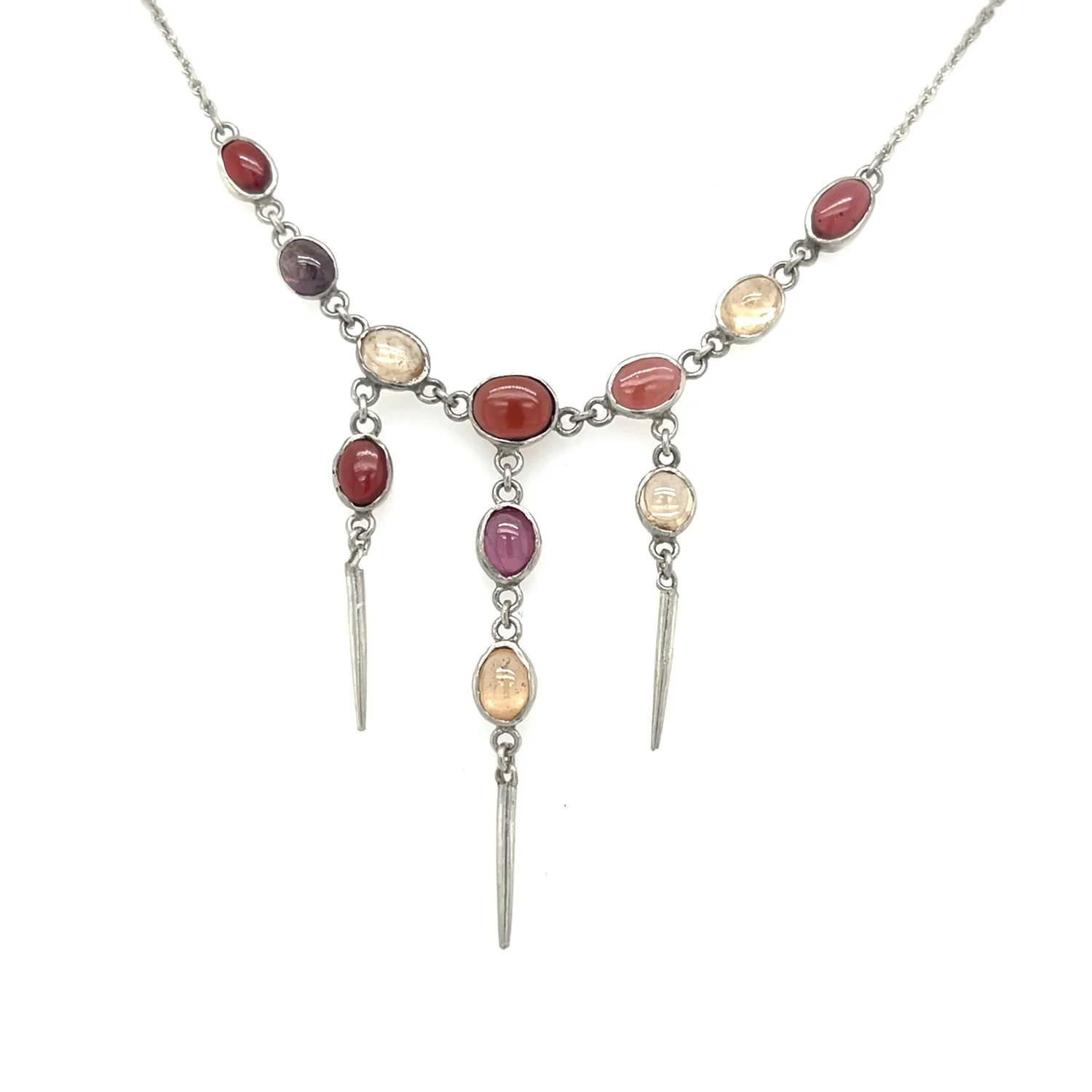 Garnet Sterling Silver Spike Necklace — The Gem Vault