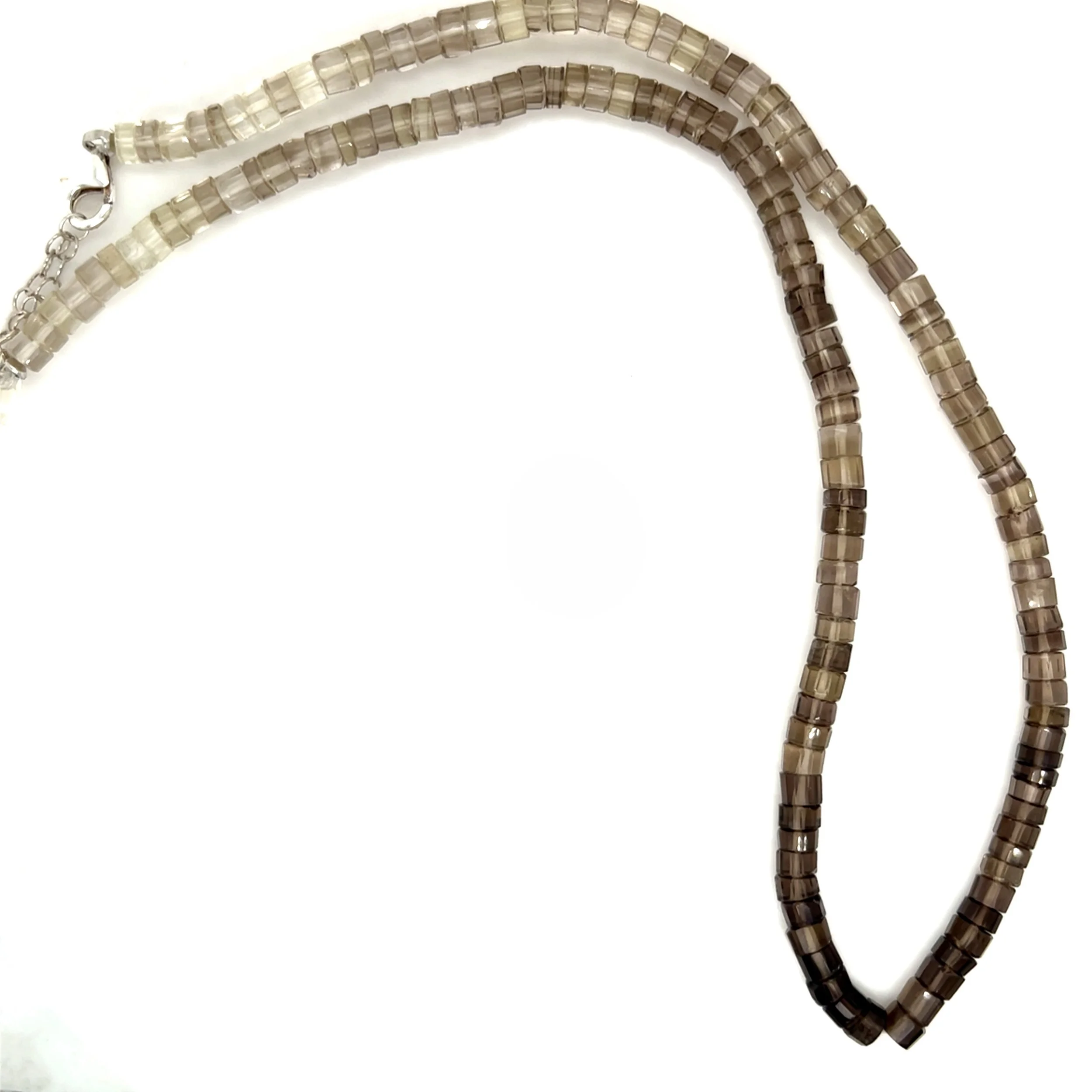Smoky Quartz Beaded Necklace in Sterling Silver
