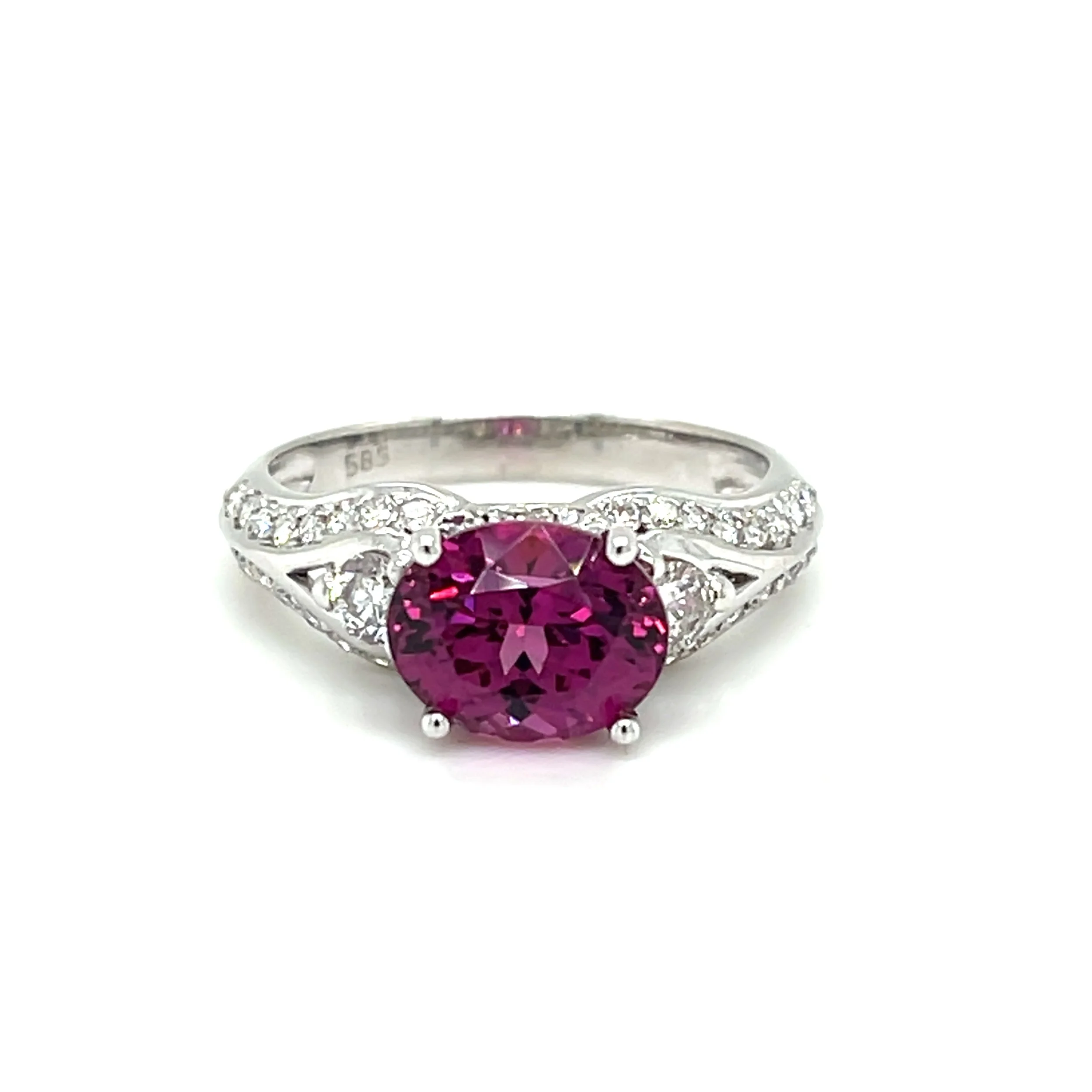 2.67 ct Mahenge Garnet & 0.86 ct Diamond Ring in 14K White Gold