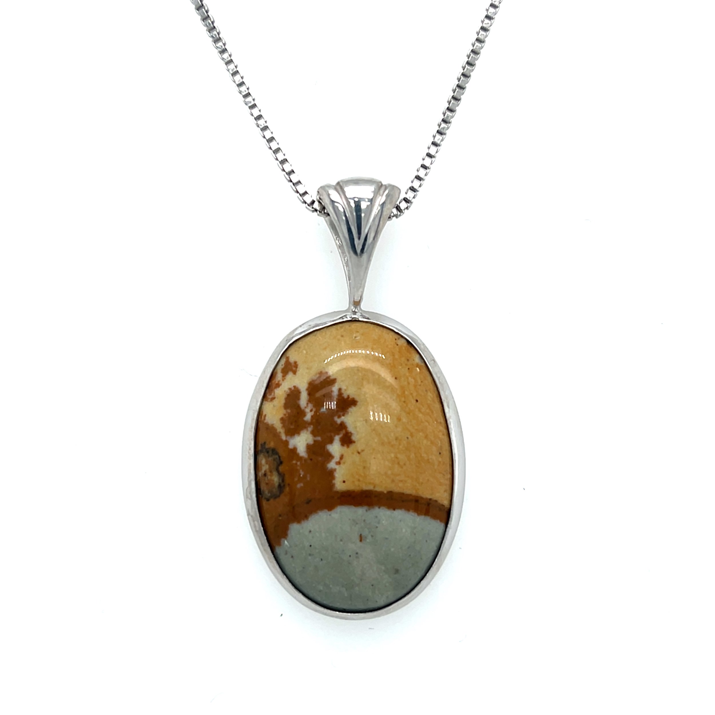Oval Cut Picture Jasper Pendant