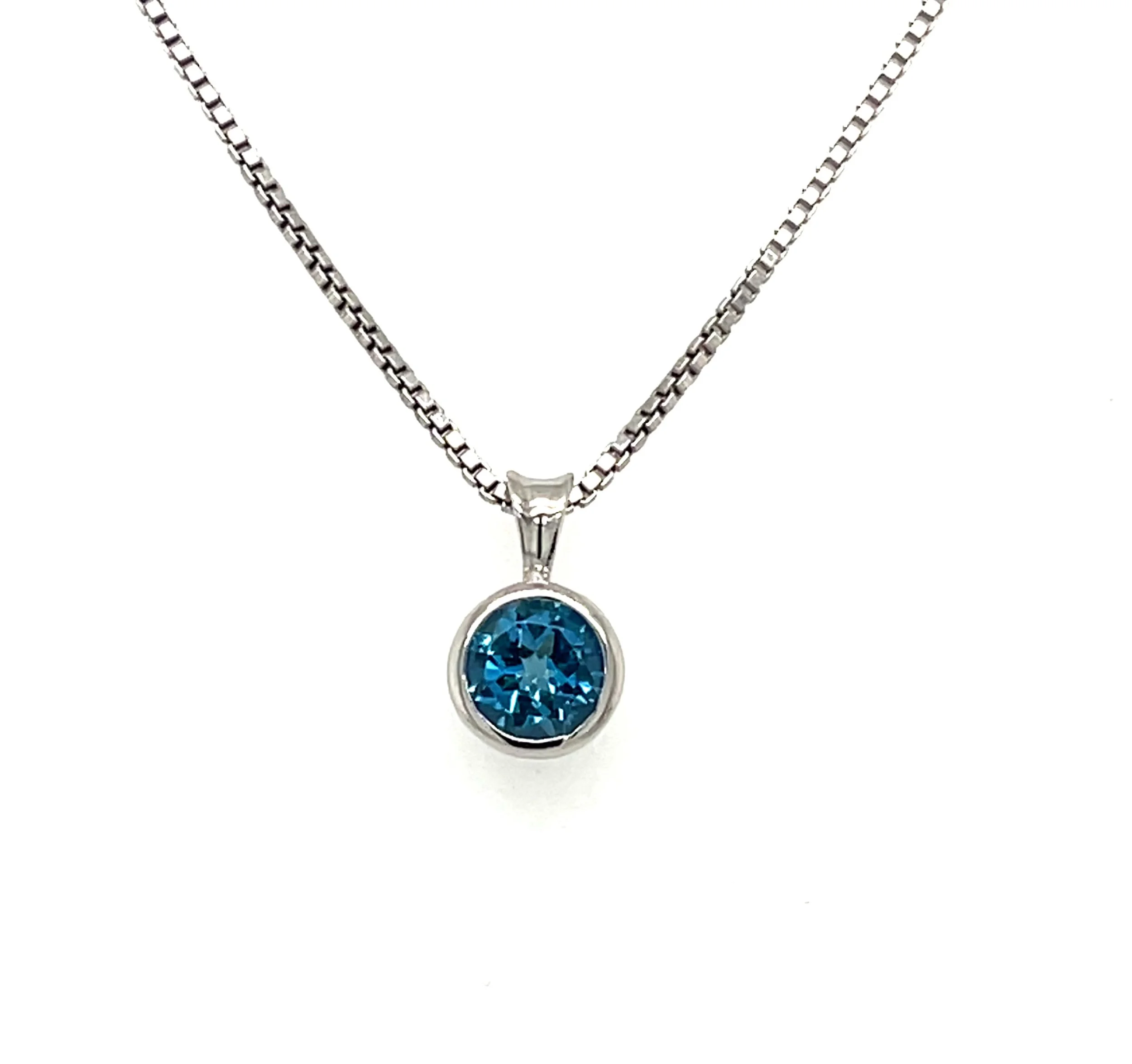 Blue Zircon Pendant in Sterling Silver