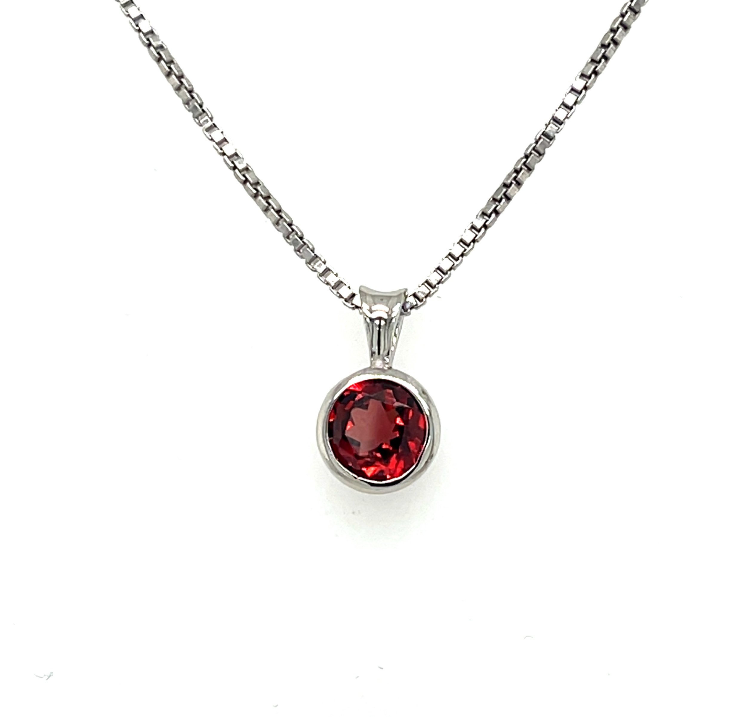 Garnet Pendant in Sterling Silver