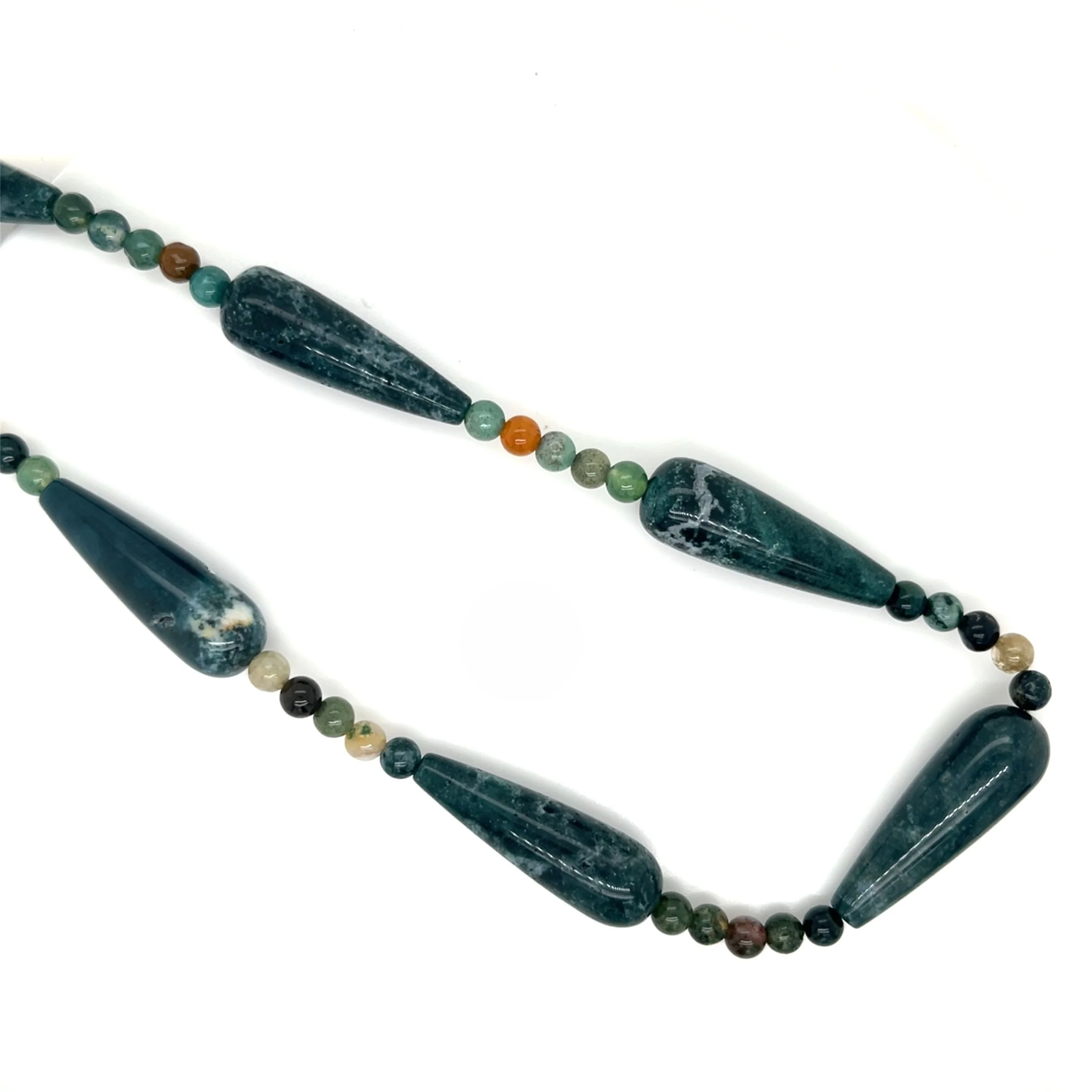 Fancy Jasper Beaded Necklace in Sterling Silver