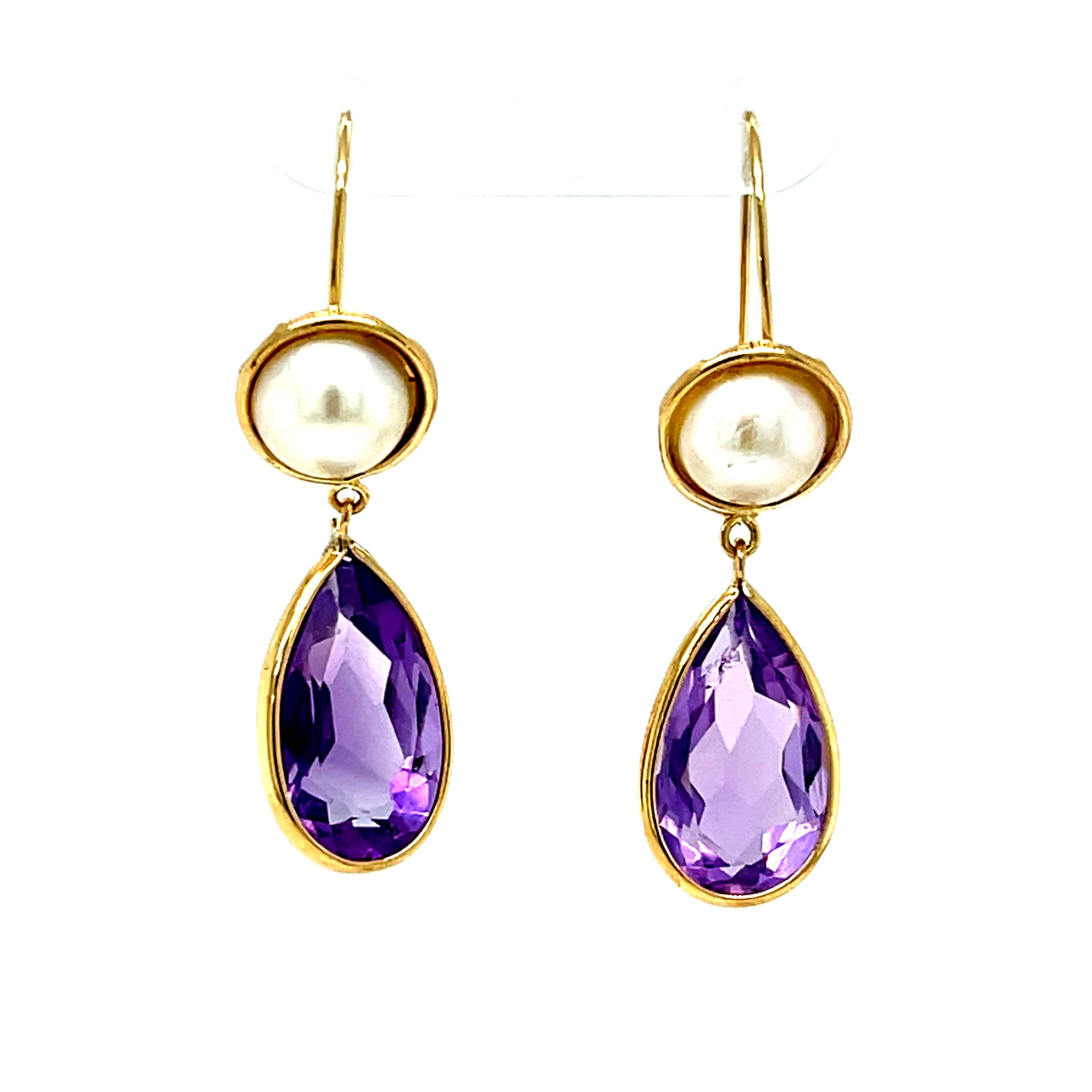 Amethyst & Pearl Dangle Earrings