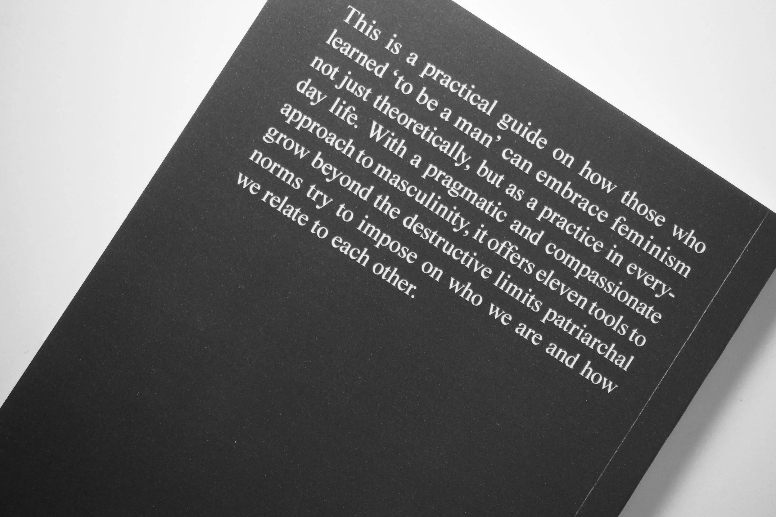 A photo showing the back of Tools for Men-with-feminist-ambitions with the description