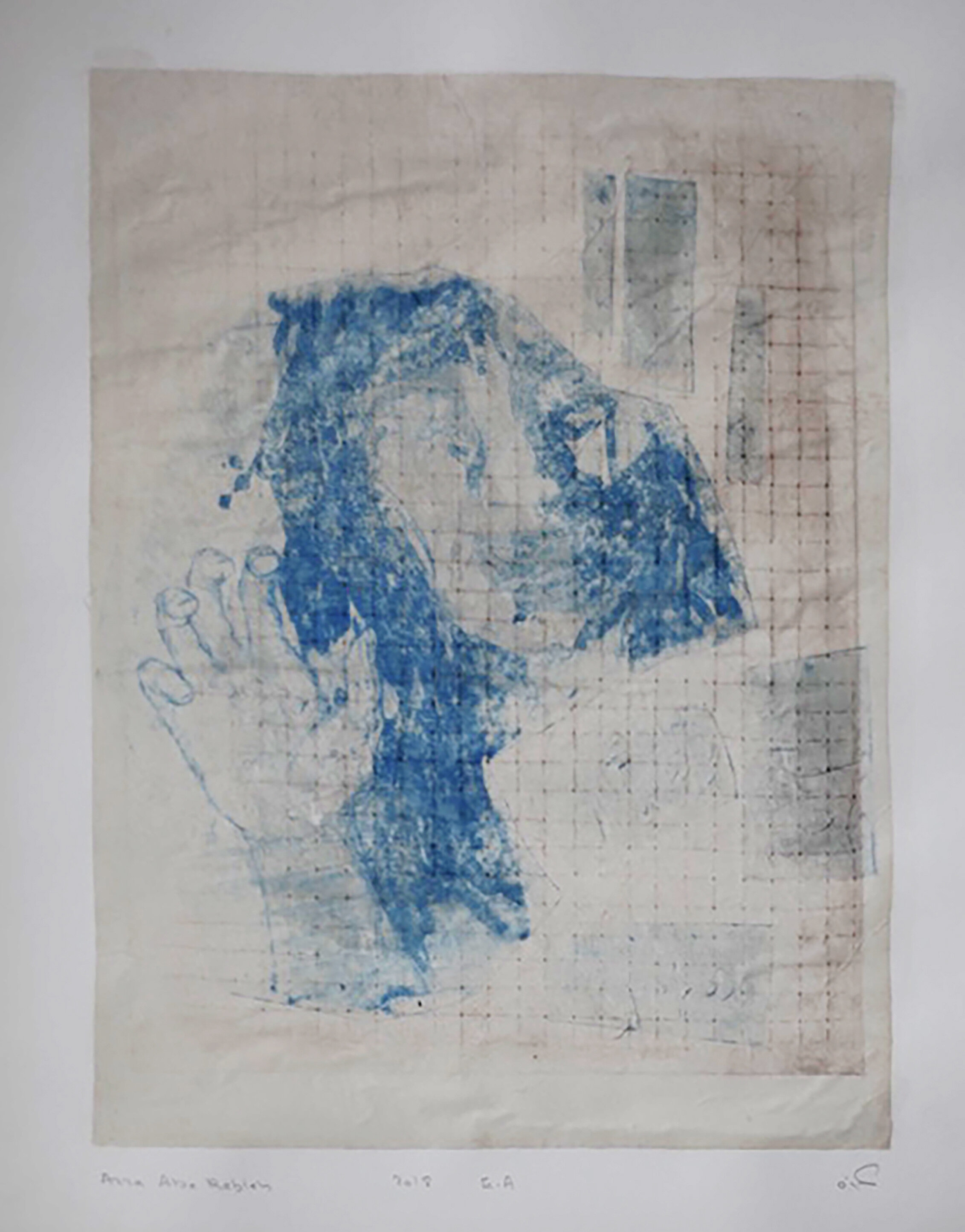 " Plate 18 " : 50 x 35 cm .
Sugar left , soft ground , etching on Washi paper 2018