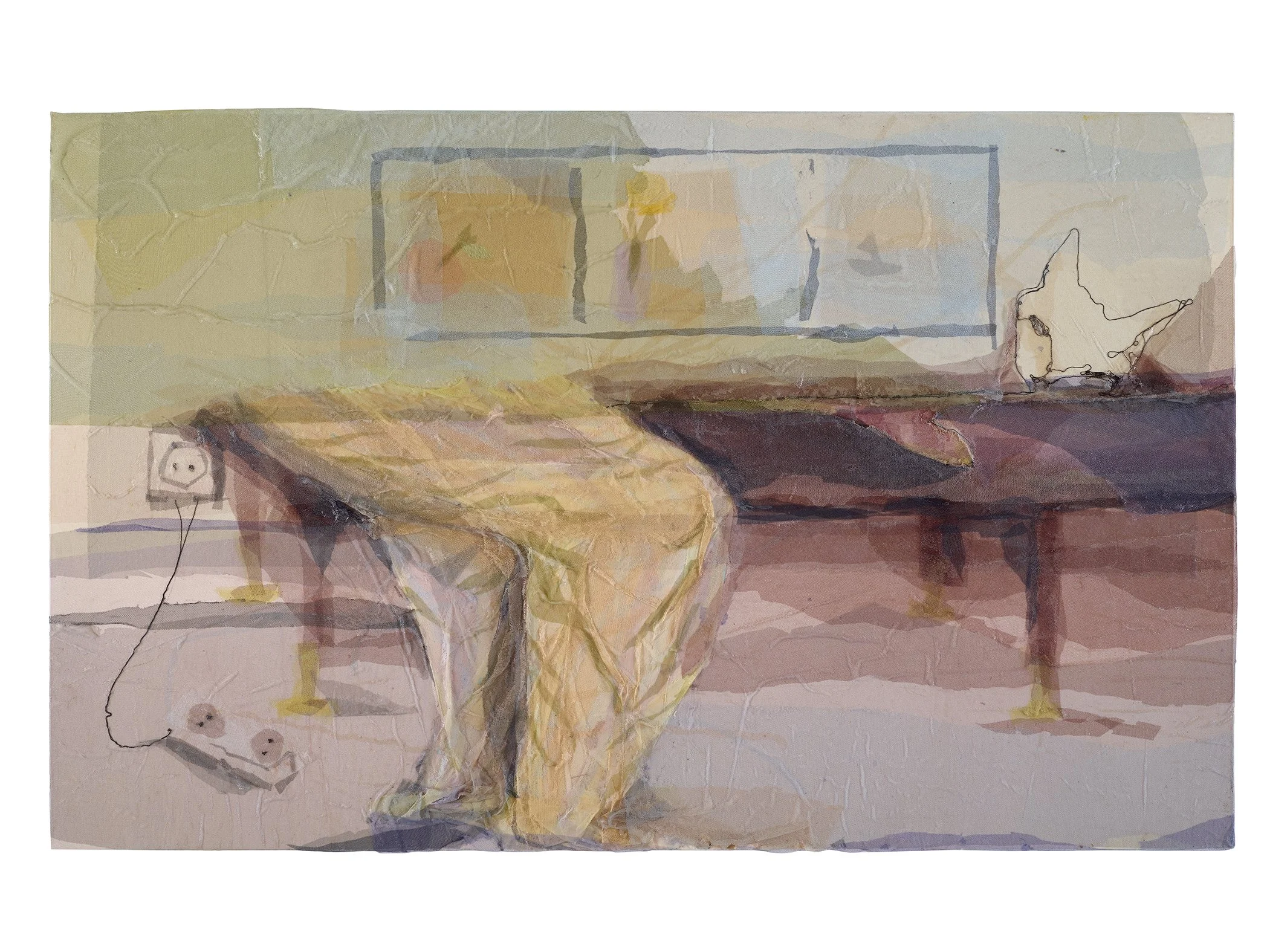 Night visitor /  2021  /  Thread and tulle on canvas
145 x 90 cm 