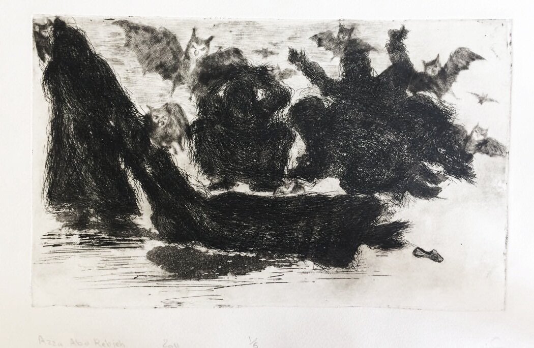 " Plate 05 " : 37.50 x 23.50 cm .
Etching , sugar left , drypoint on Hahnemuhle paper 2011