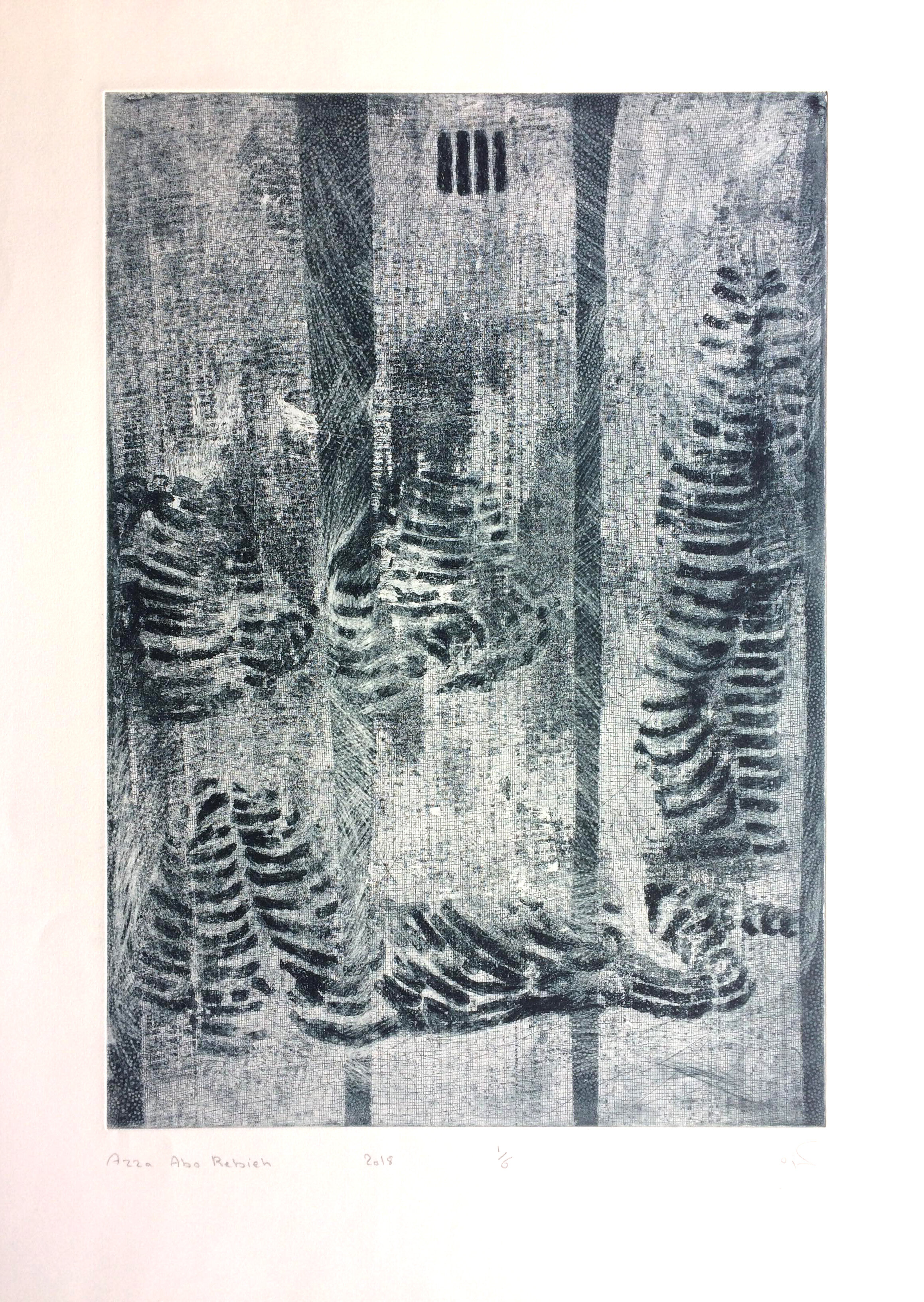" Plate 17 " : 50 x 35 cm .
Sugar left , soft ground on Hahnemuhle paper 2018