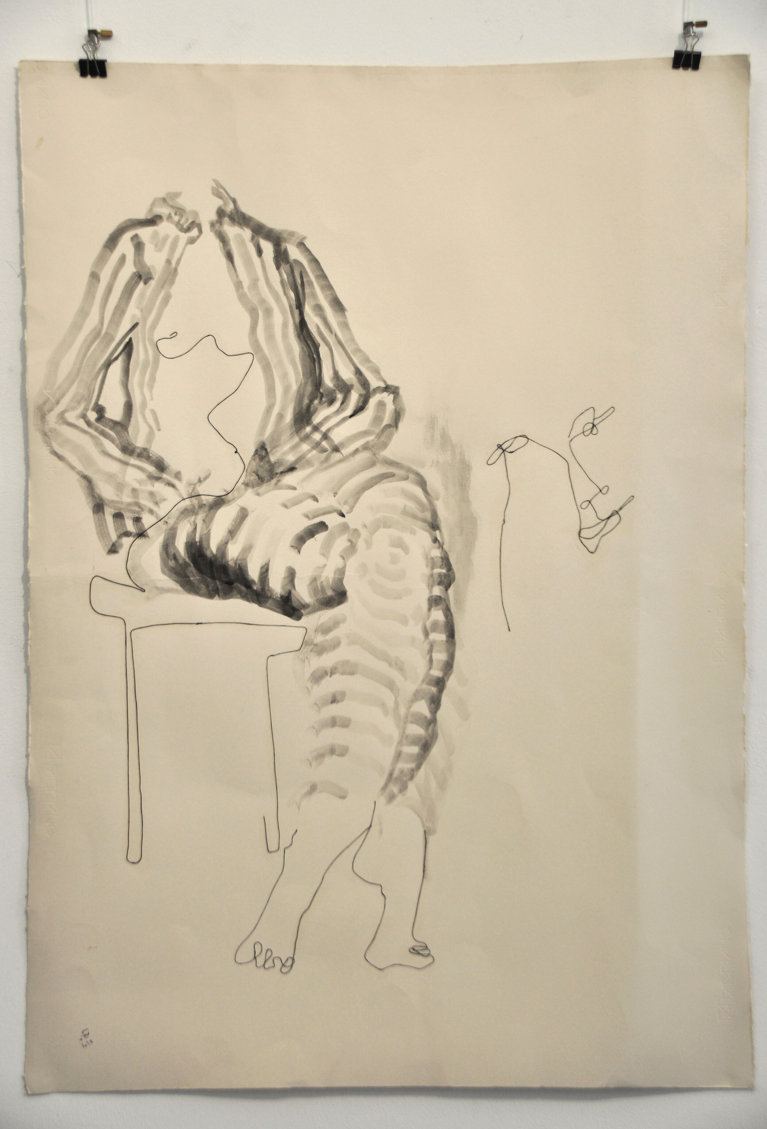 71 x 100 cm
Thread and touche-ink on paper 2019
