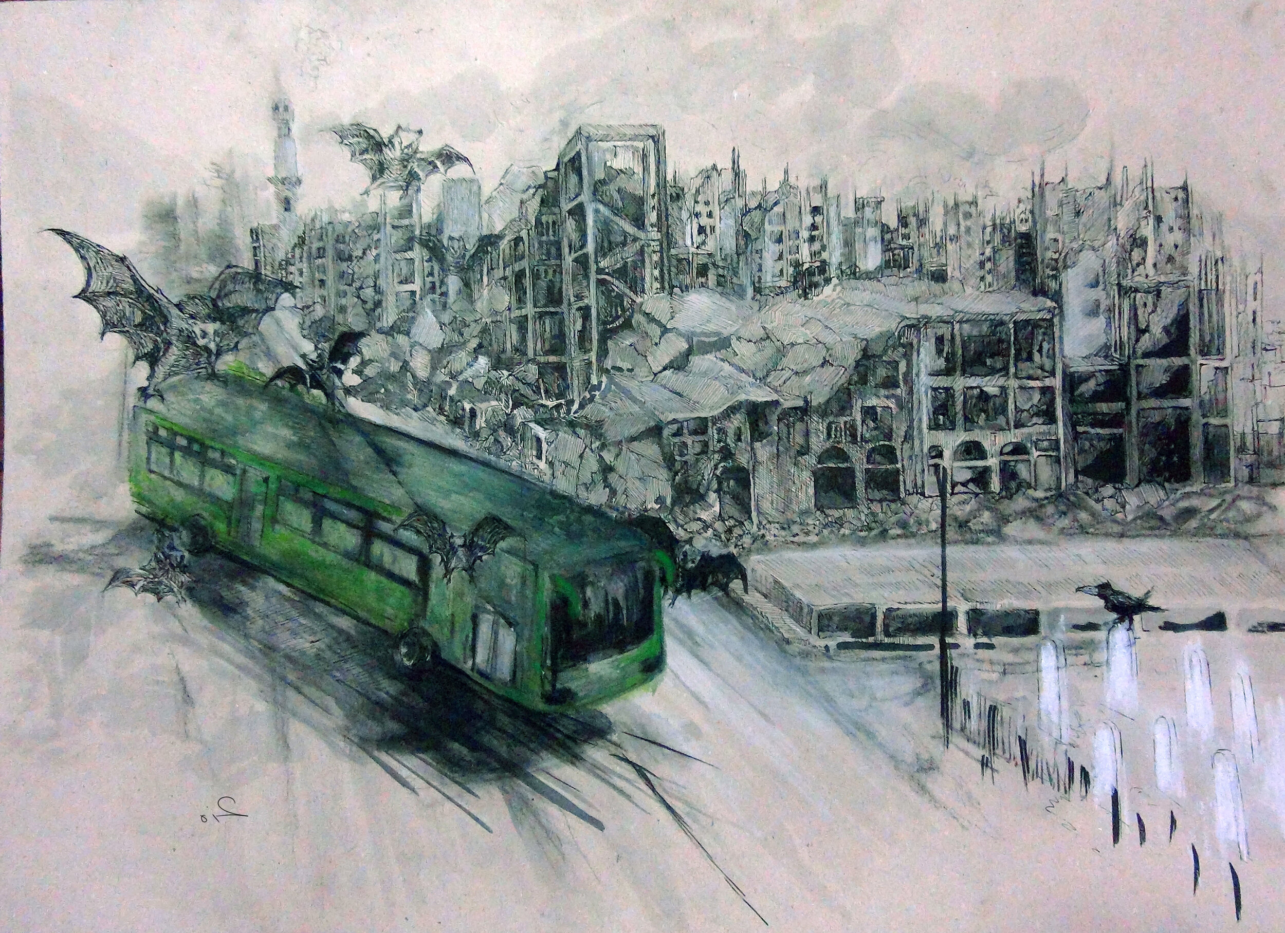 The Hindmost : 50 x 75 cm .
Metal brush , inks , charcoal , on cardboard 2014
https://www.atassifoundation.com/artists/azza-abo-rebieh
