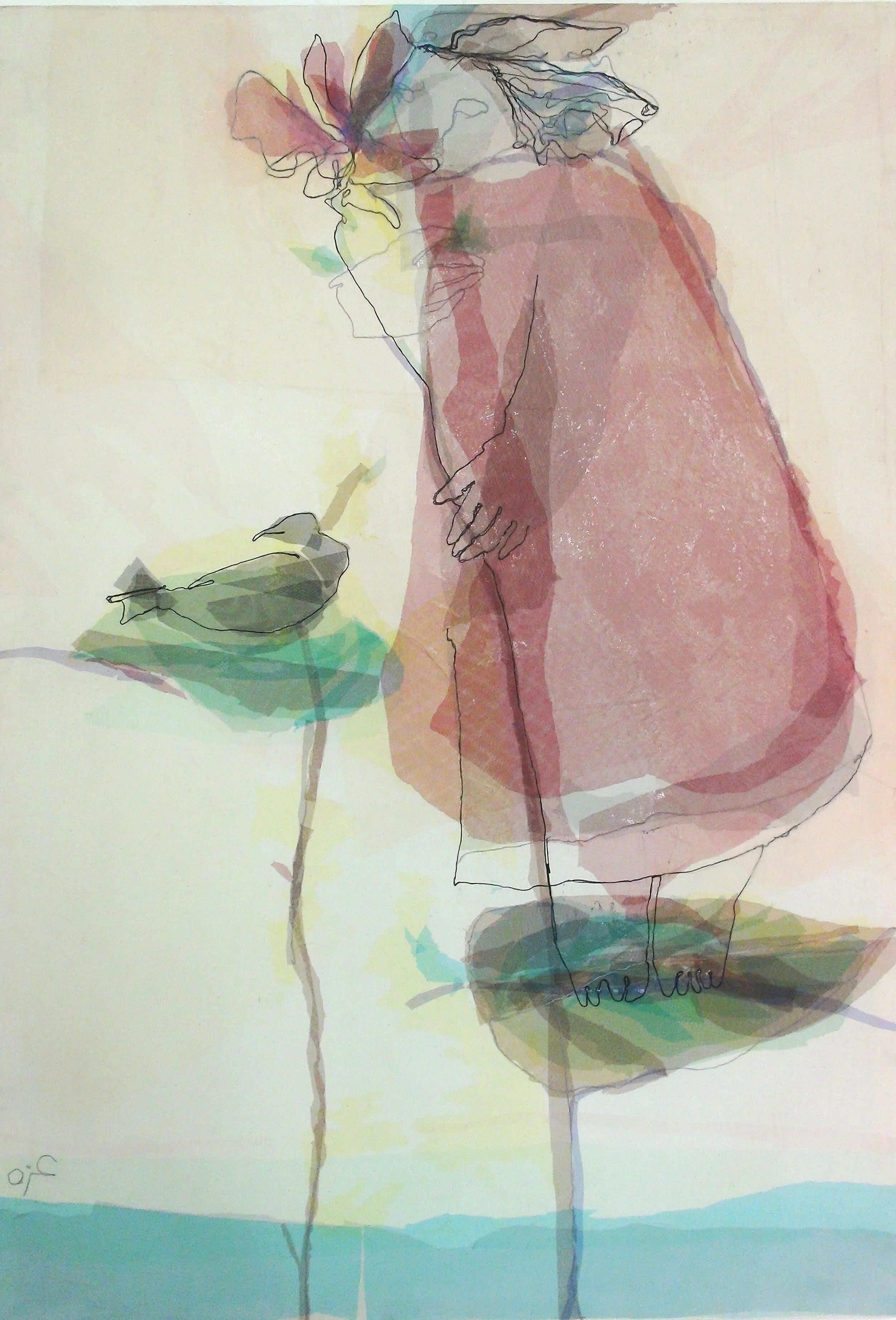 On that leaf /  2019 / Thread and tulle on canvas
160 x 110 cm