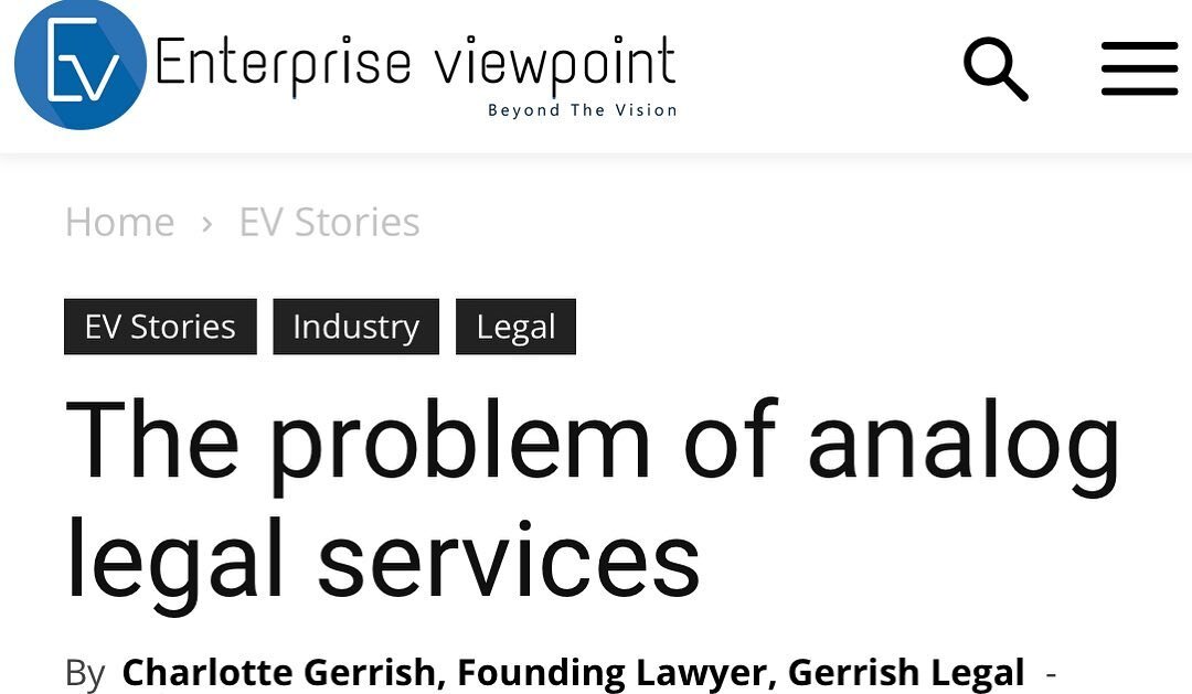 Another day. Another publication for @gerrishlegal ! In this article for @evbizmagazine we discuss the problem of analog legal services and the need for #digital transformation by #lawfirms and also by #clients! Can #automation be the solution and to