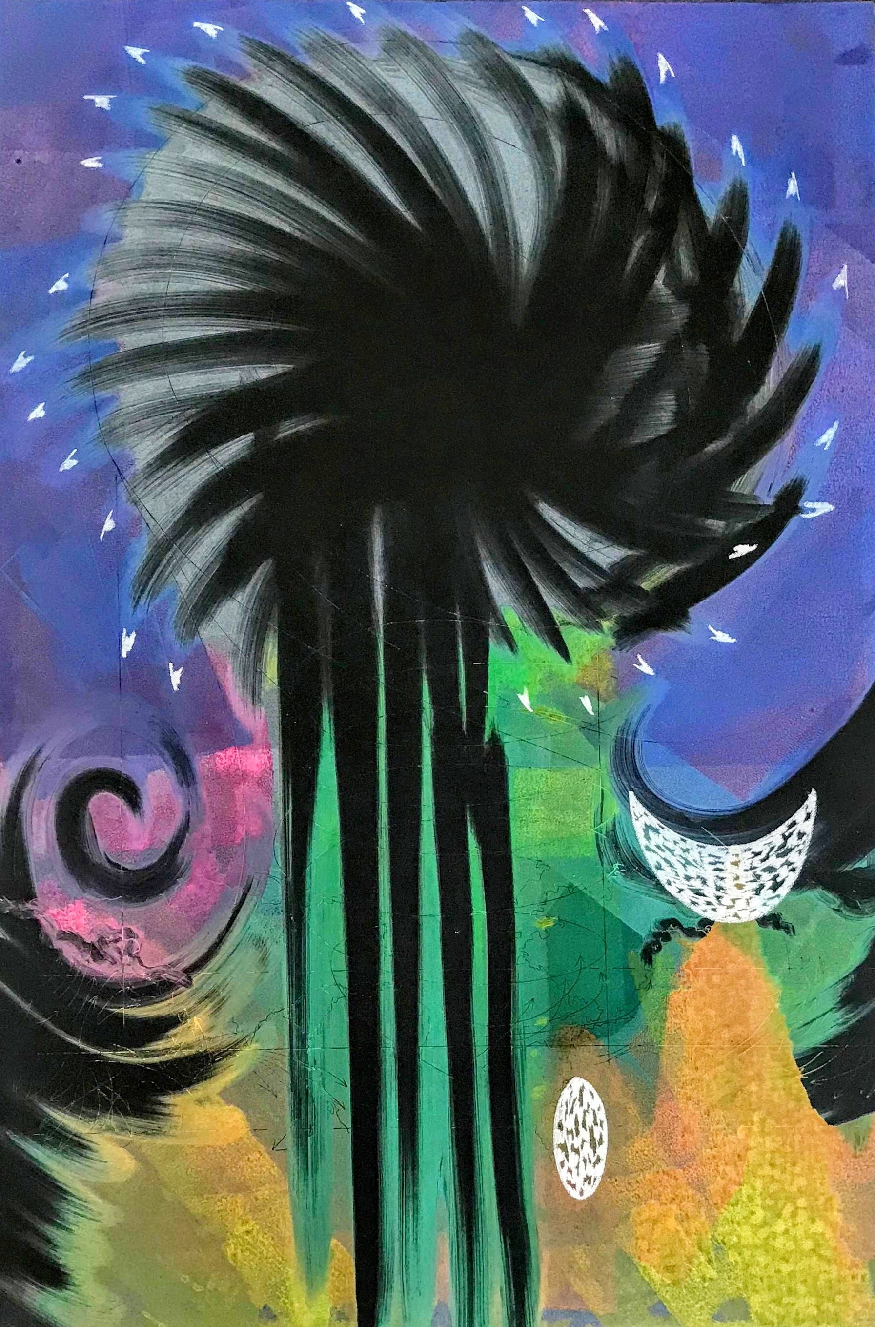 Pinwheel, KBDesrosiers, 32%22x44%22,monoprint and chalk on black Arches.jpeg