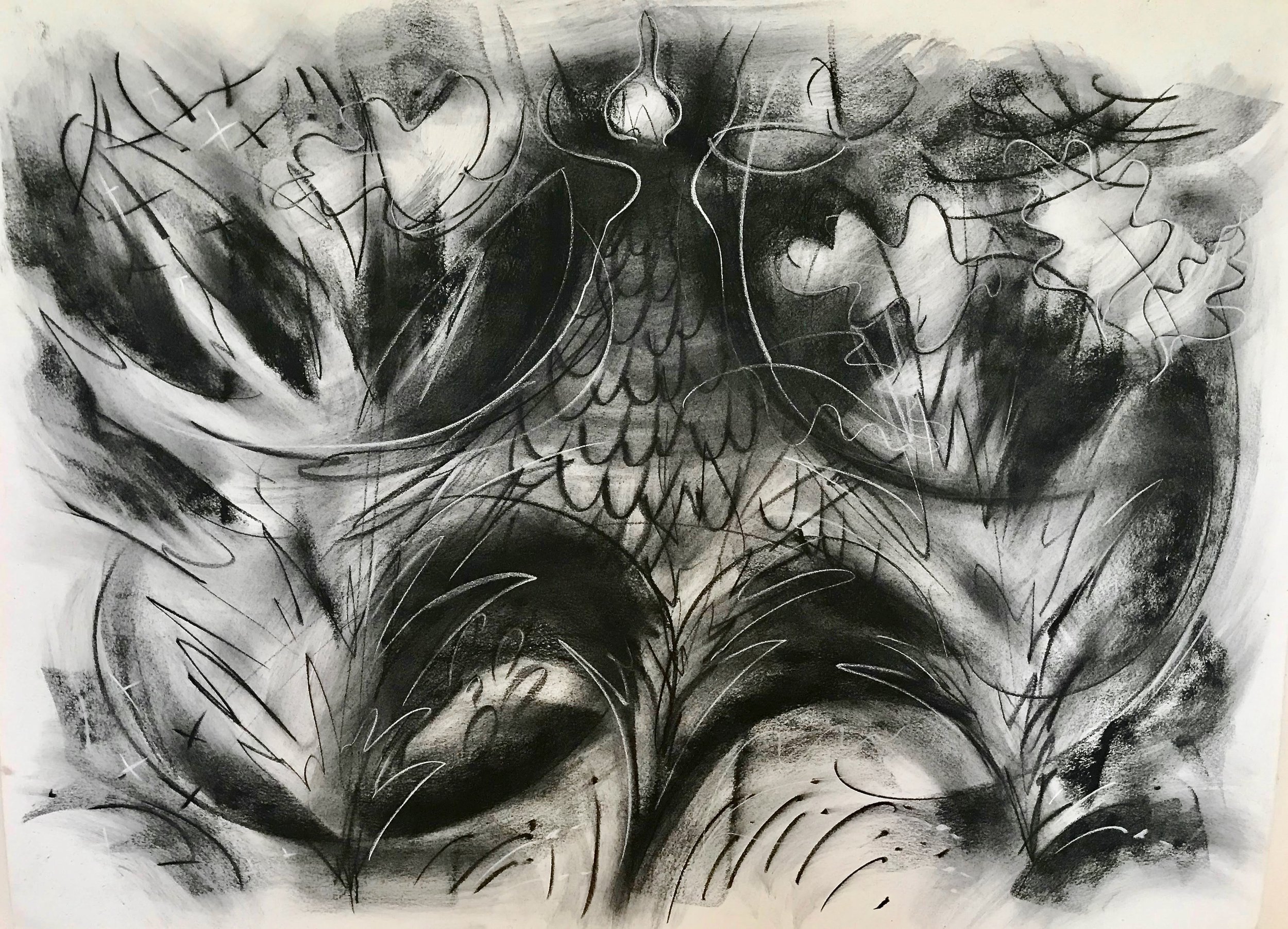 Autumn Village, KBDesrosiers, 30%22x22%22charcoal and pastel.jpeg