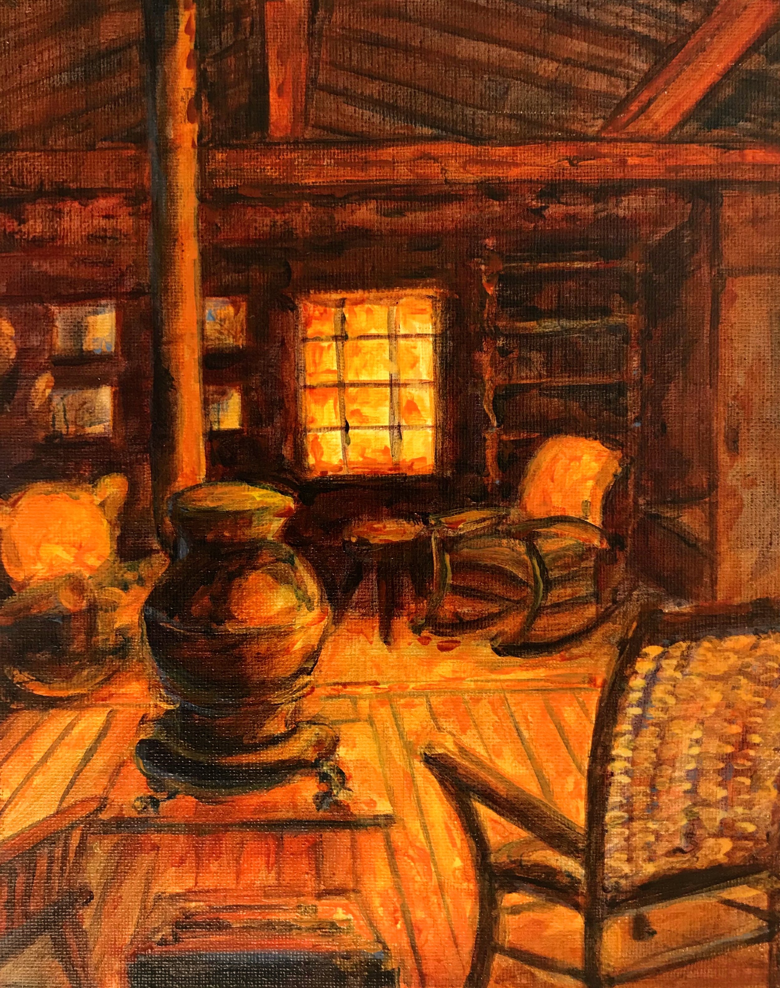 Pot-Bellied Stove, 8"x10", acrylic on panel